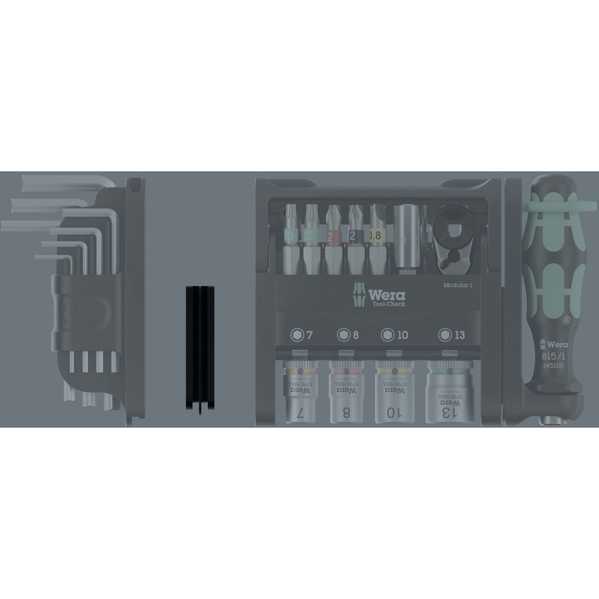 Wera tool-check modular set imperial 1, 50‑delig bitset (zwart groen)