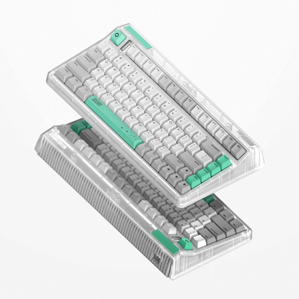 Iqunix og80 wormhole wireless mechanical keyboard (grijs, us lay-out (qwerty), cherry mx brown, 80% (tkl), rgb leds, hot-swappable, pbt, 2.4ghz | bluetooth 5.1 | usb-c)