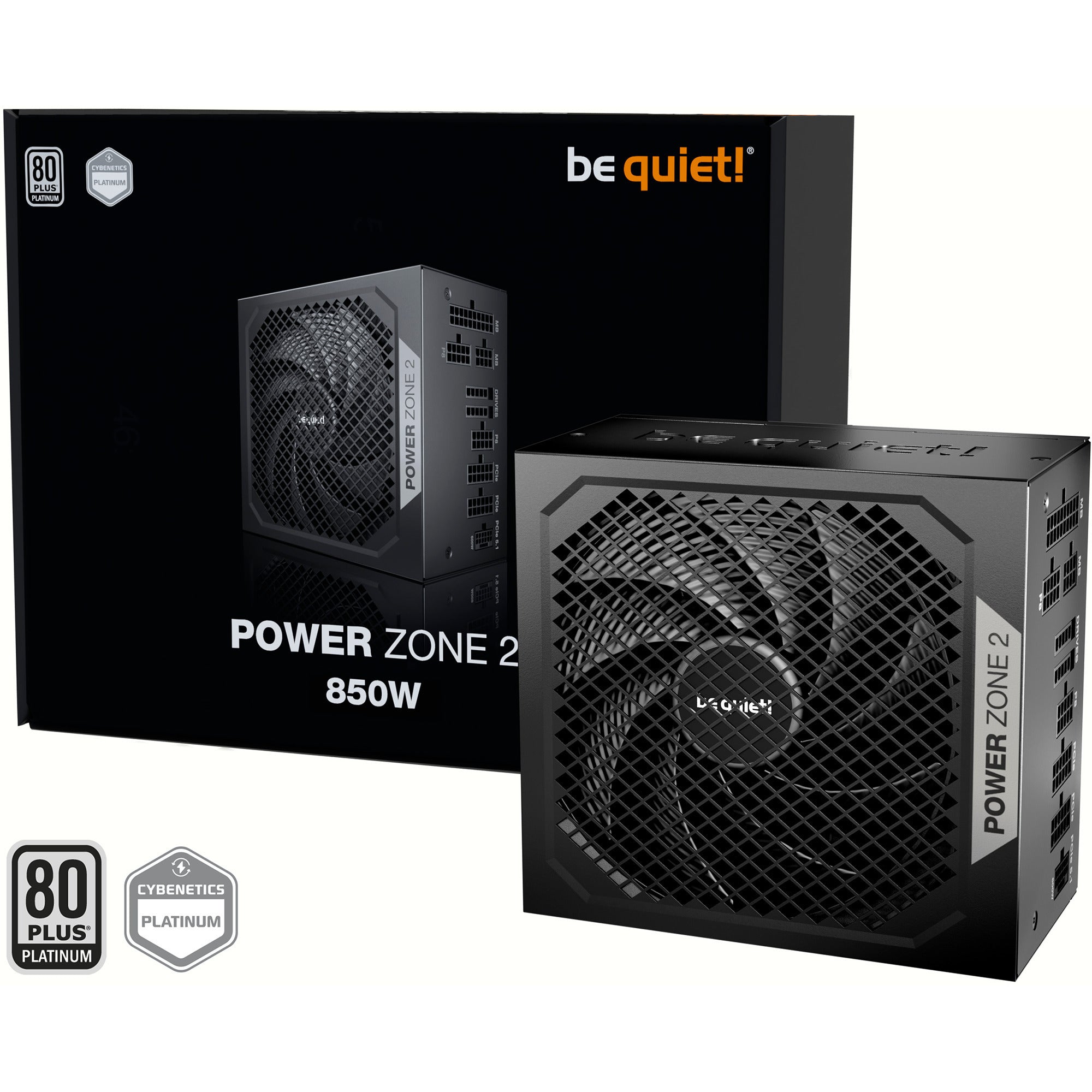 Be quiet! power zone 2 modulaire 850 watt voeding (zwart, 1x 12v-2x6, 3x pcie)