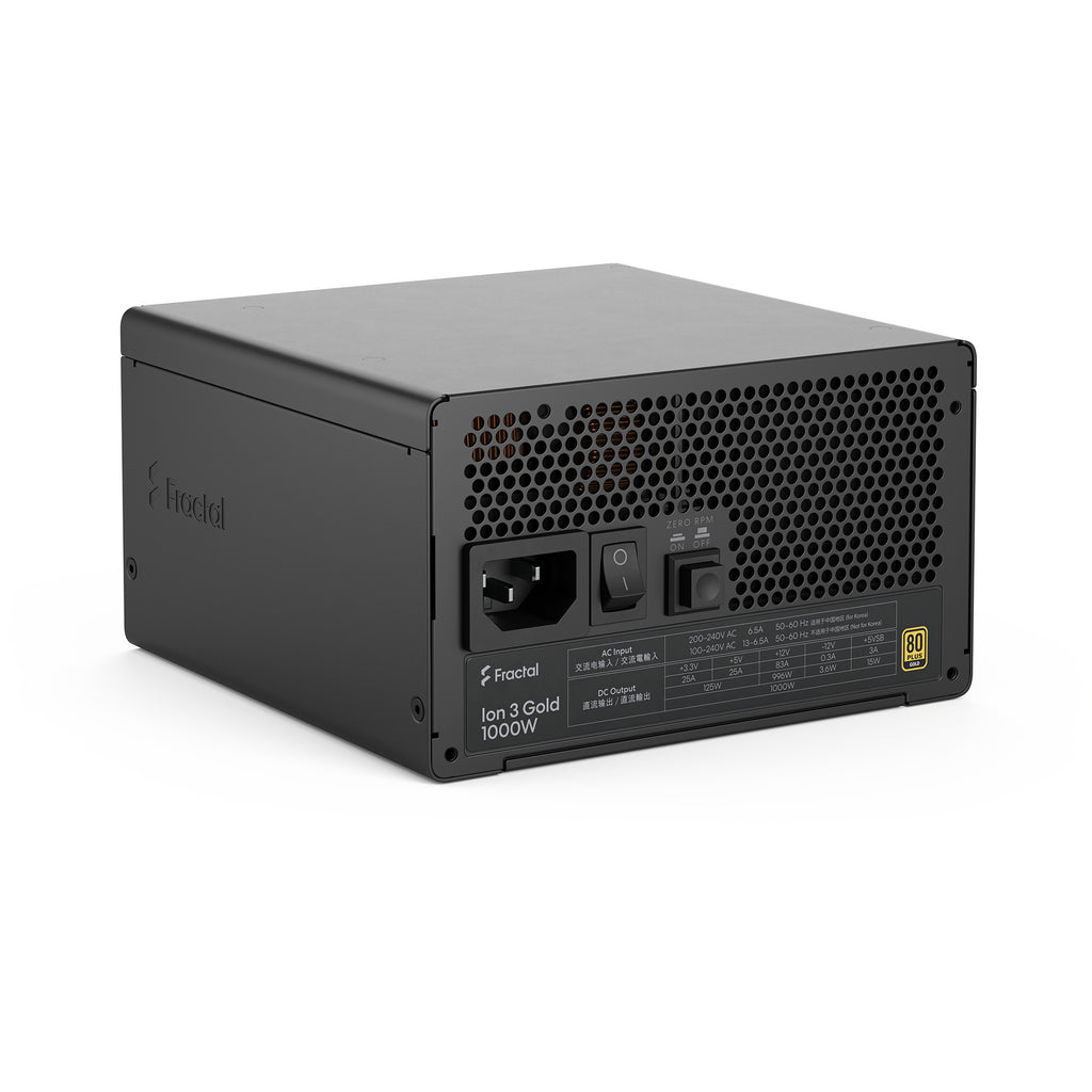 Fractal design ion gold 3 modulaire 1000 watt voeding (zwart, 1x 12v-2x6, 3x pcie)