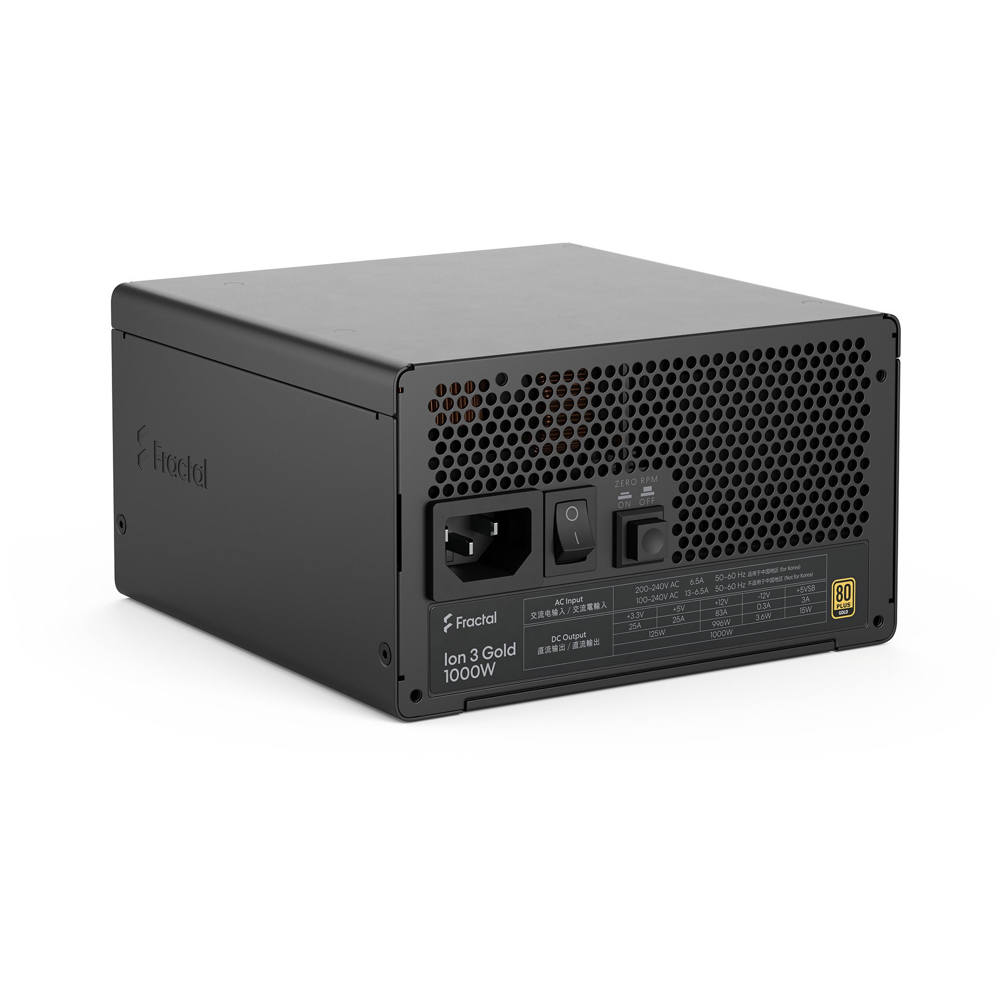 Fractal design ion gold 3 modulaire 1000 watt voeding (zwart, 1x 12v-2x6, 3x pcie)