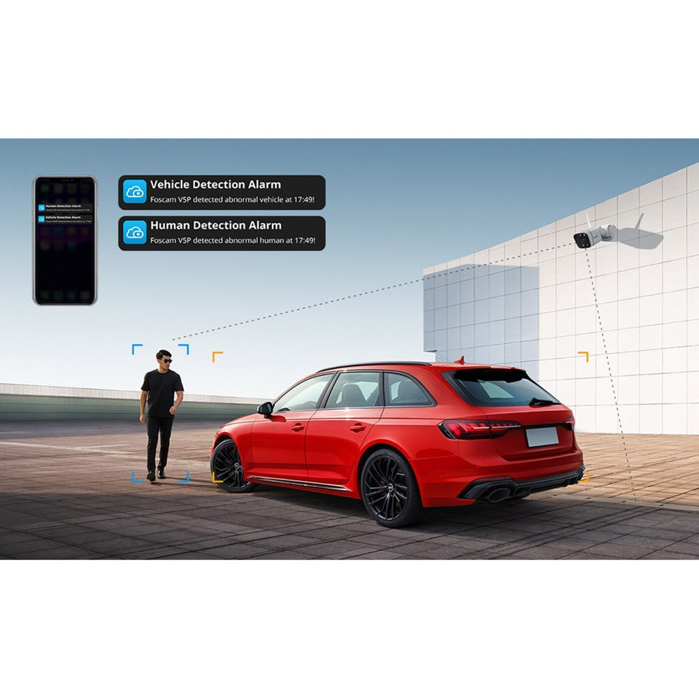 Foscam v5p, 3k 5mp dual-band wifi camera met geluid- en lichtalarm (wit)