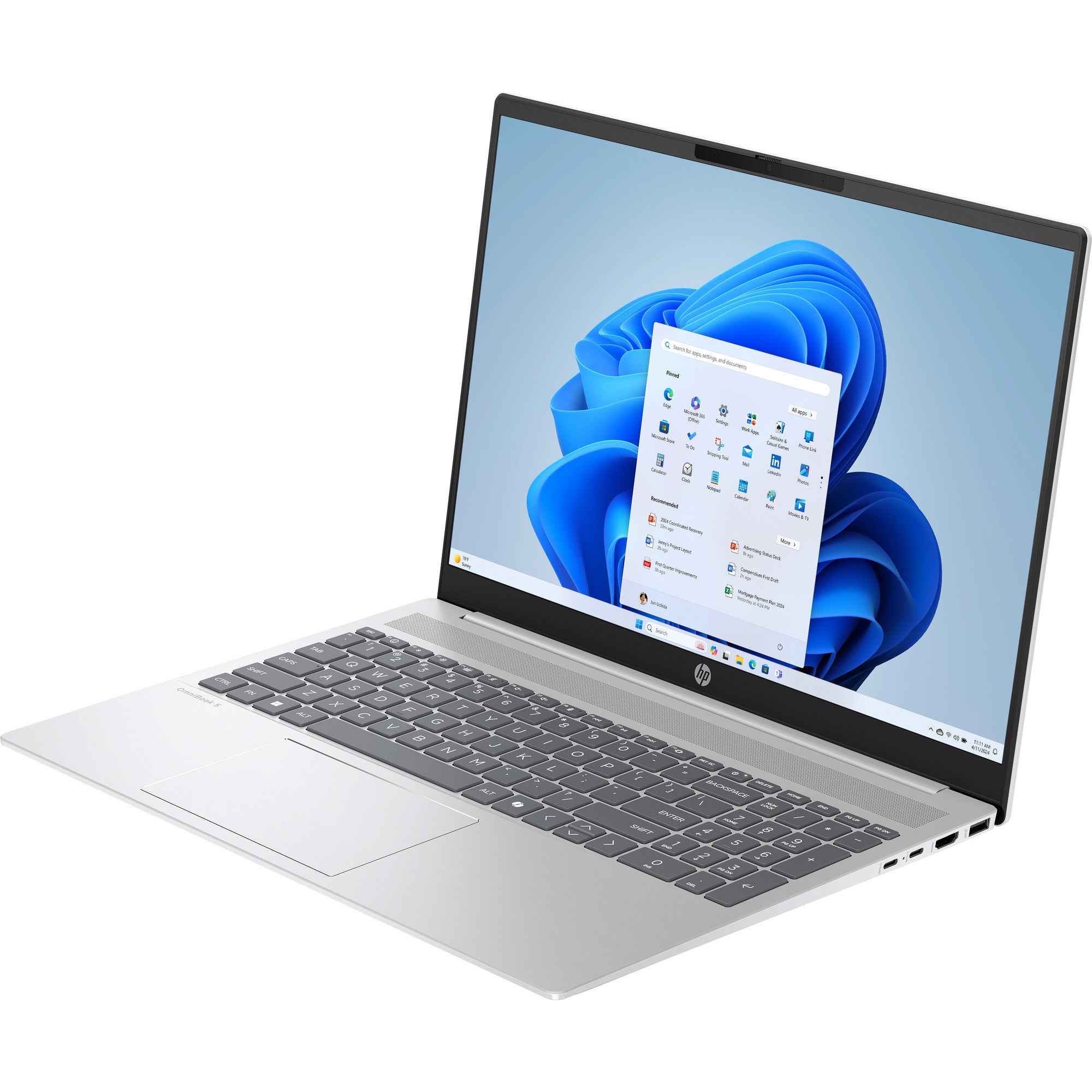 Hp omnibook 5 16-bc1070nd (bl8x8ea) 16 laptop (zilver | ryzen 7 8840u | radeon 780m | 16 gb | 512 gb ssd)