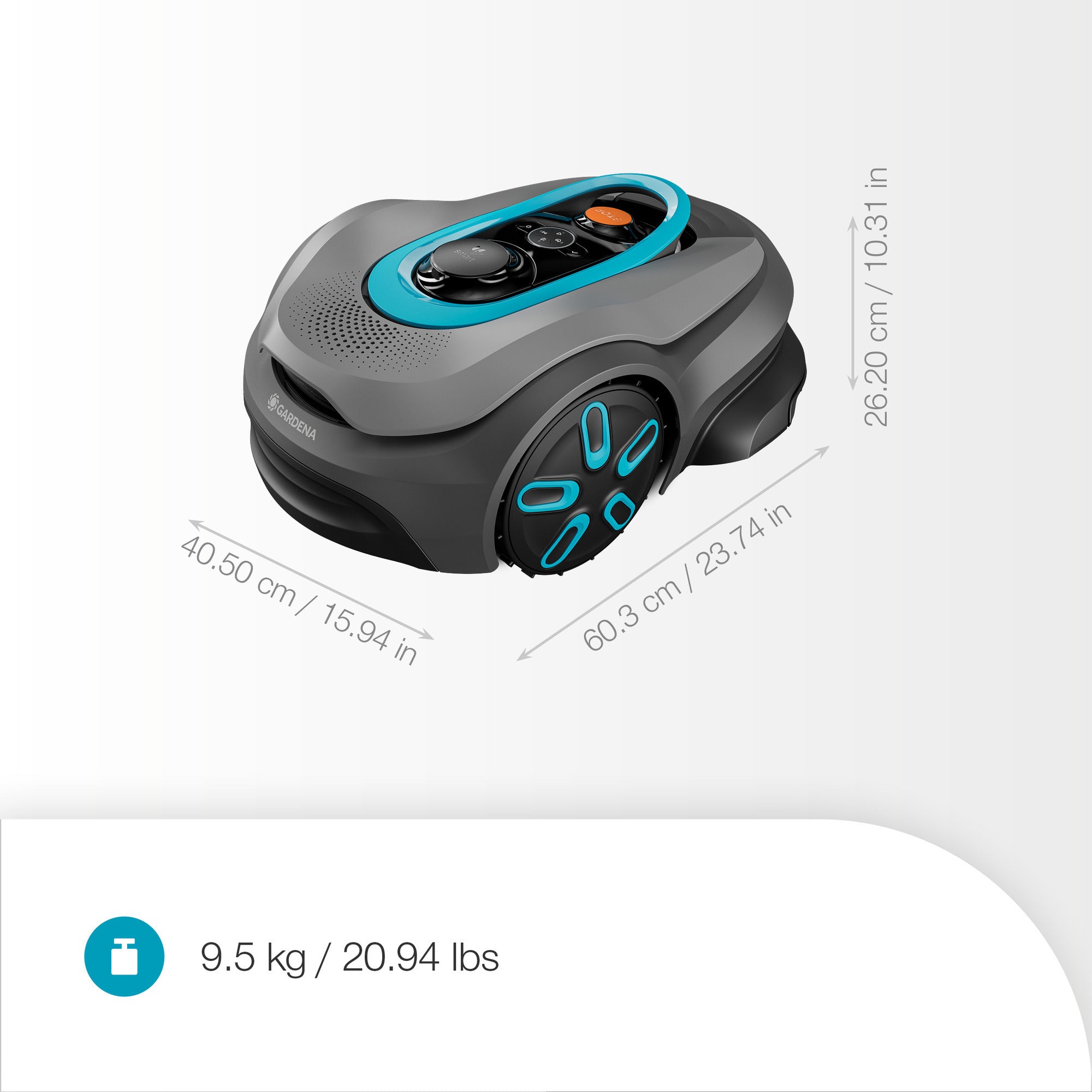 Gardena smart sileno sense 600 m² robotmaaier (grijs turquoise, 19942-26, li-ion accu + basisstation inbegrepen, grensdraadvrije technologie)