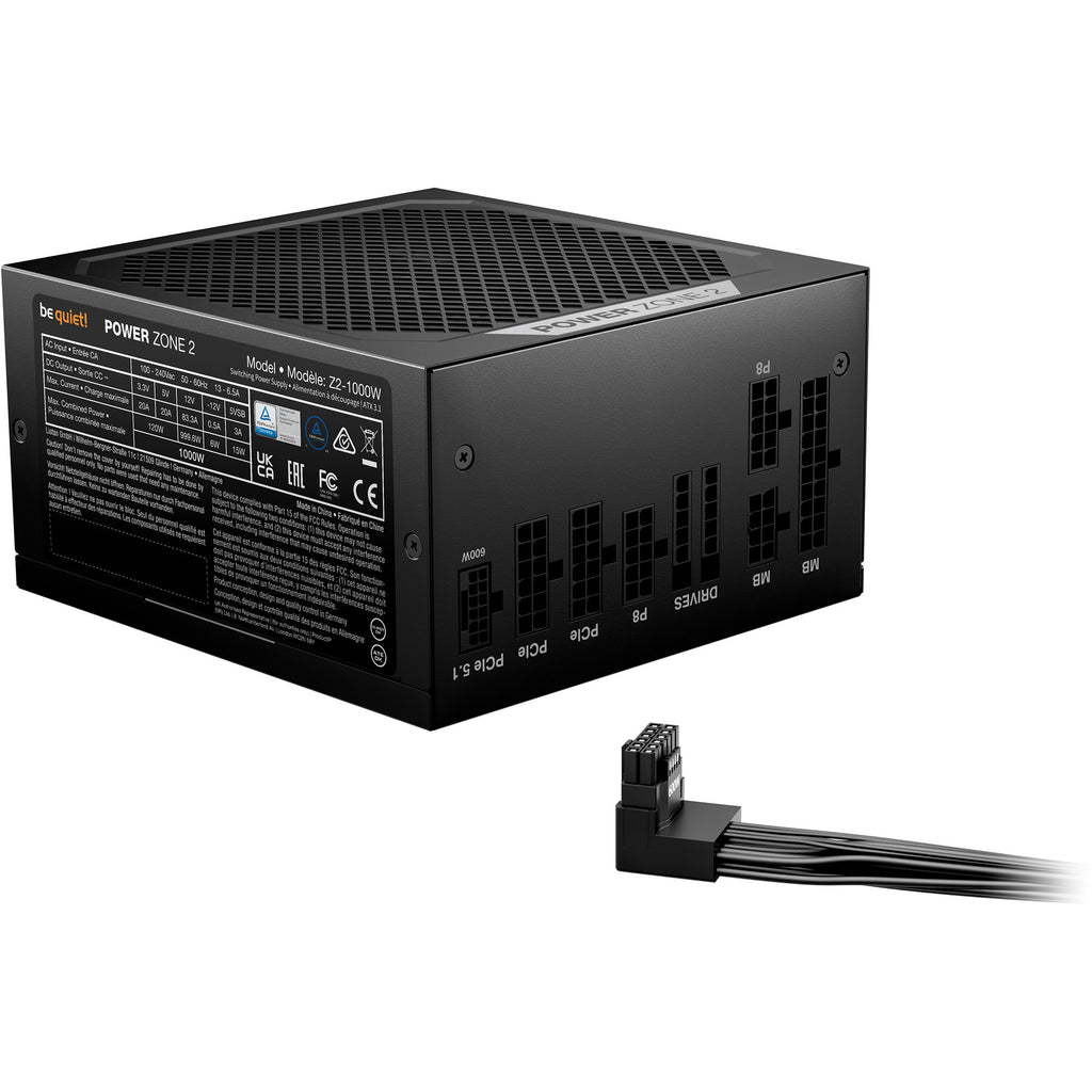 Be quiet! power zone 2 modulaire 1000 watt voeding (zwart, 1x 12v-2x6, 3x pcie)