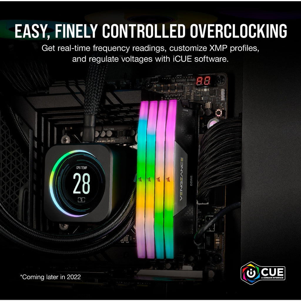 Corsair vengeance rgb 32 gb ddr5-6000 (2x 16 gb) werkgeheugen (zwart, cmh32gx5m2b6000c30, xmp 3.0)