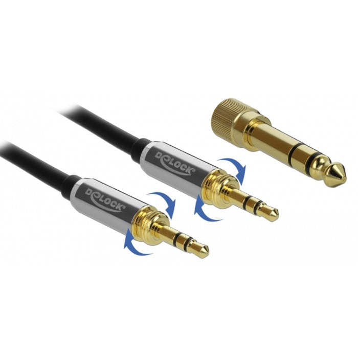 Delock stereokabel 3,5 mm 3 pin-stekker > 3,5 mm 3 pin-stekker (zwart, 5 meter)