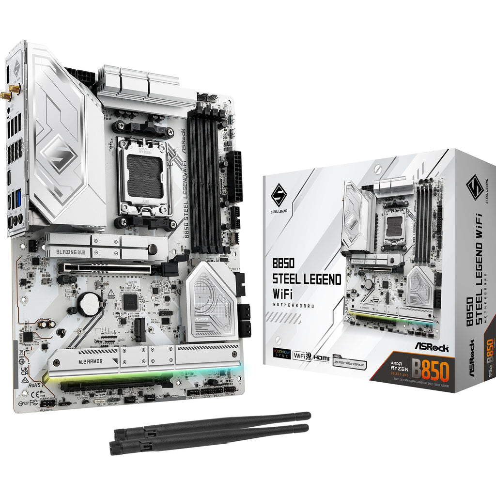 Asrock b850 steel legend wifi socket am5 moederbord (raid, 2.5 gb-lan, wi-fi 7, bt, sound, atx)