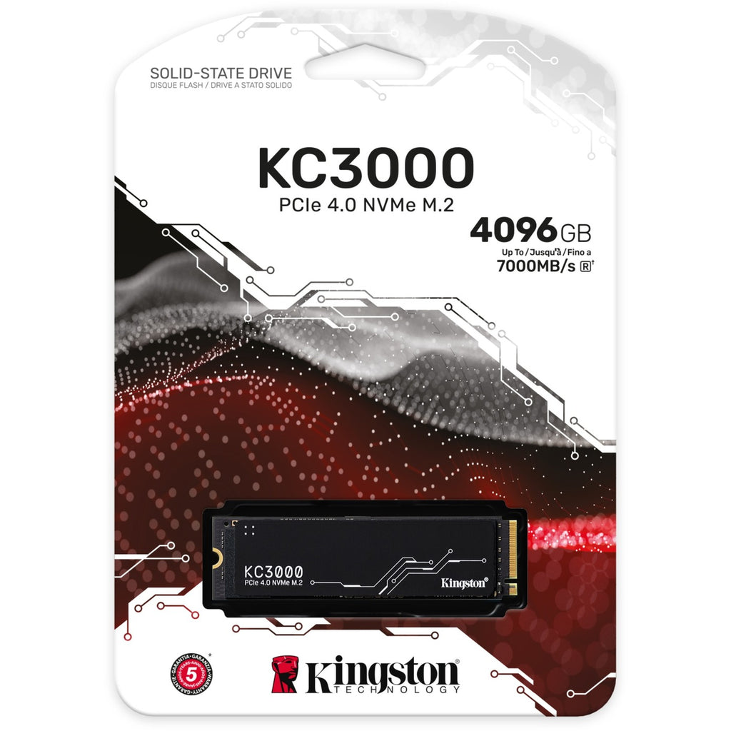 Kingston kc3000 4 tb ssd (zwart, skc3000s 4096g, pcie 4.0 nvme, m.2 2280)
