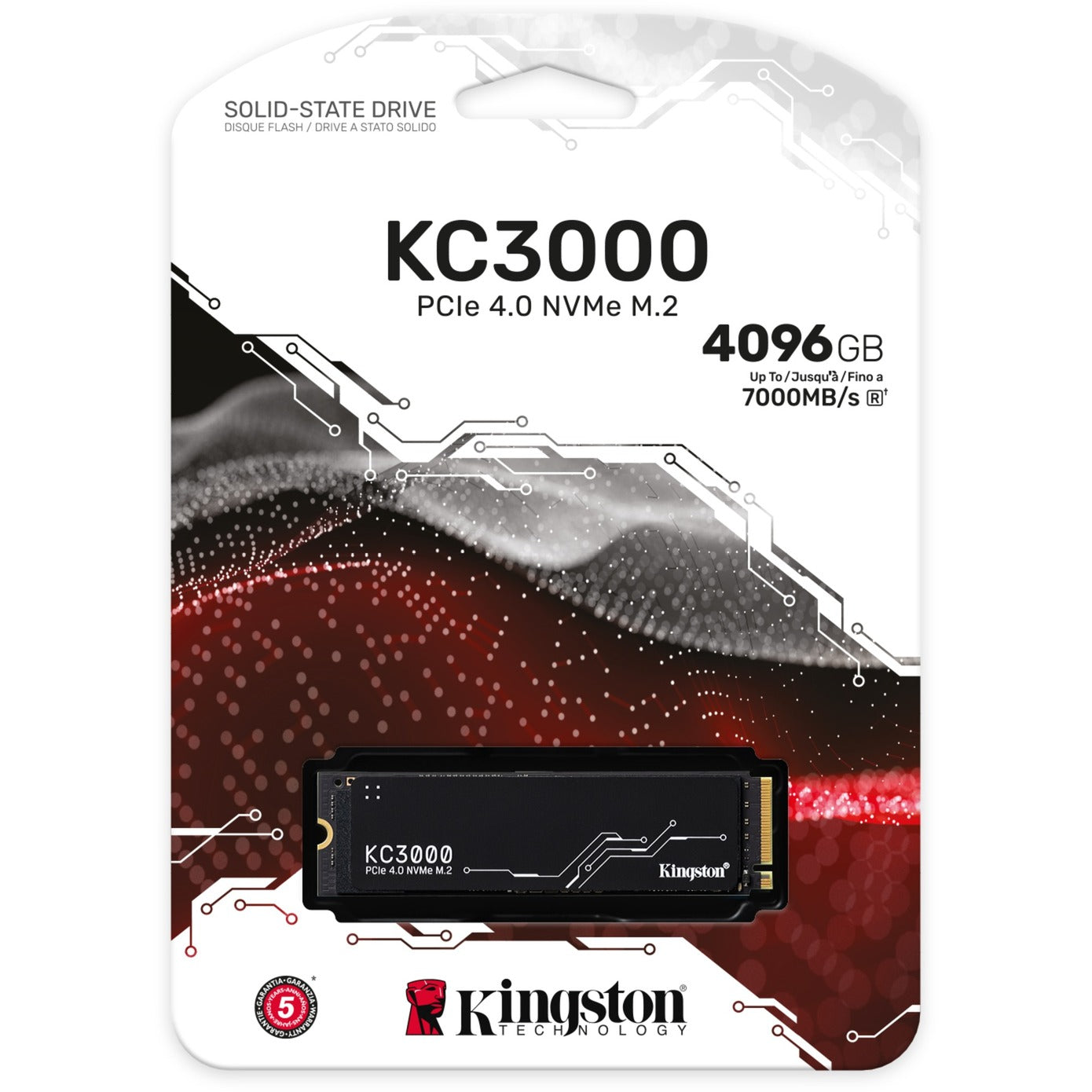 Kingston kc3000 4 tb ssd (zwart, skc3000s 4096g, pcie 4.0 nvme, m.2 2280)
