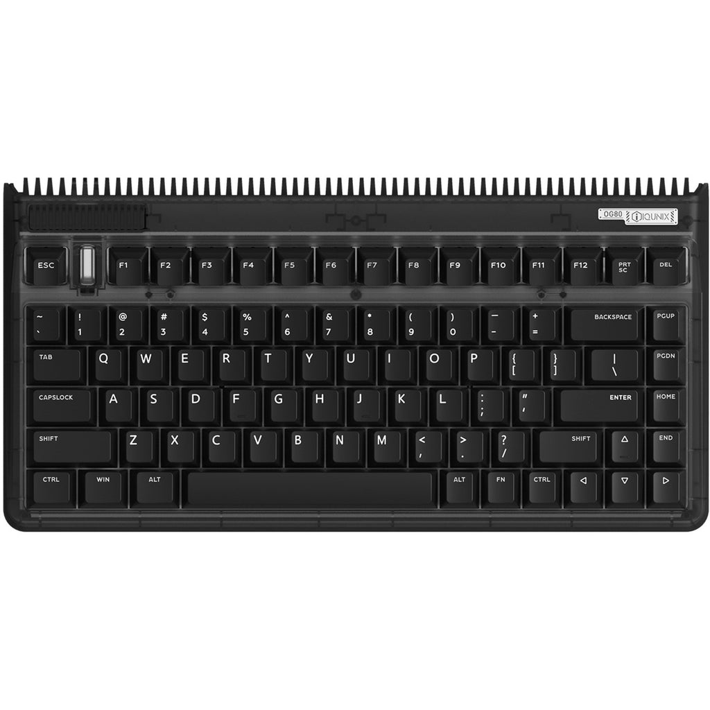 Iqunix og80 dark side wireless mechanical keyboard (zwart, us lay-out (qwerty), cherry mx blue, 80% (tkl), rgb leds, hot-swappable, pbt, 2.4ghz | bluetooth 5.1 | usb-c)