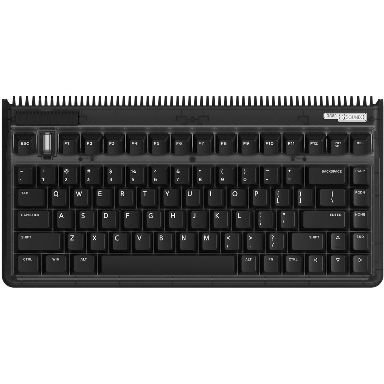 Iqunix og80 dark side wireless mechanical keyboard (zwart, us lay-out (qwerty), cherry mx blue, 80% (tkl), rgb leds, hot-swappable, pbt, 2.4ghz | bluetooth 5.1 | usb-c)