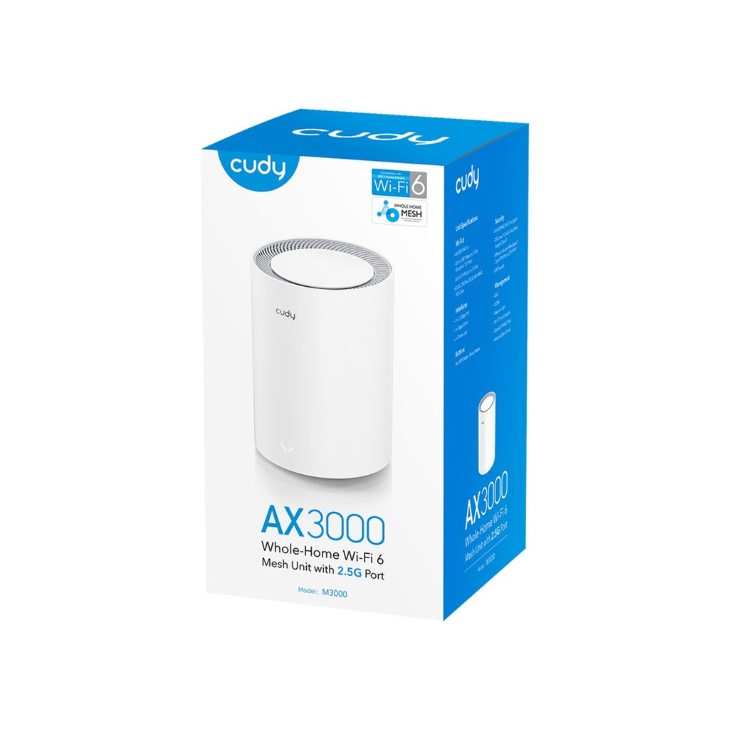 Cudy ax3000 2.5g mesh wi-fi 6 system (1-pack) mesh router (wit)