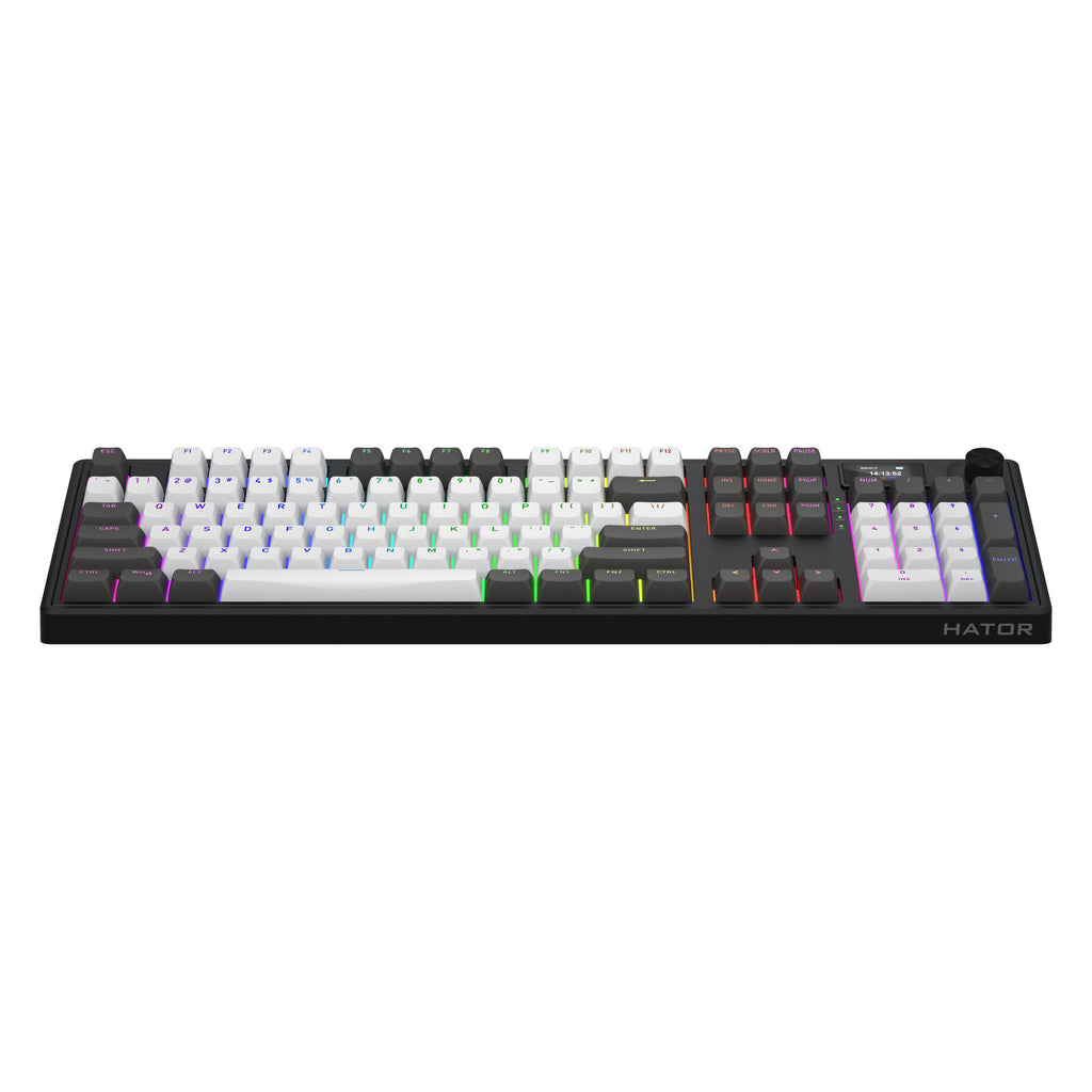 Hator skyfall pro wireless rgb mechanisch gaming toetsenbord (zwart, us lay-out (qwerty), hator aurum vanilla silent, 100%, rgb, double-shot pbt, hot-swap, 2.4ghz bluetooth usb-c)