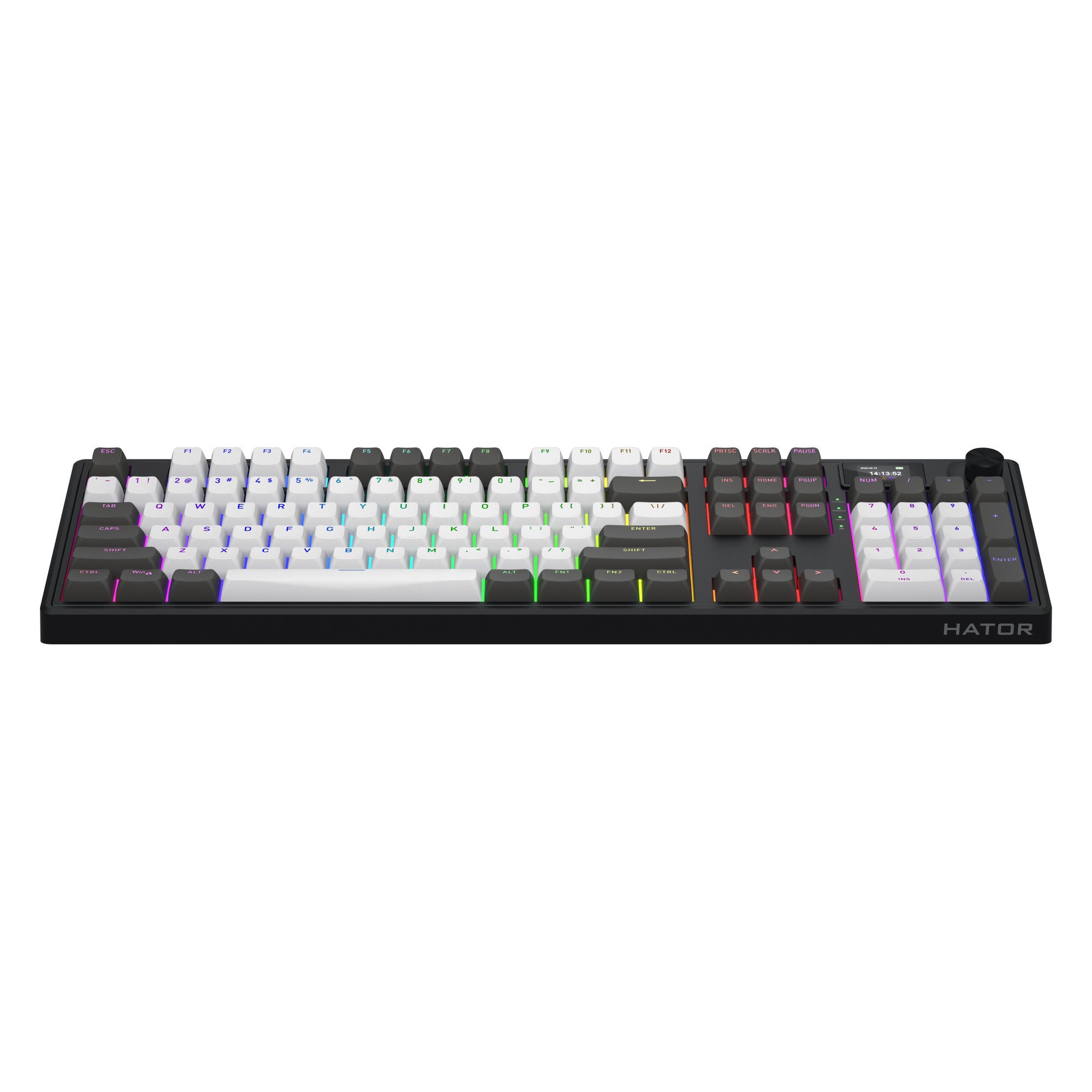Hator skyfall pro wireless rgb mechanisch gaming toetsenbord (zwart, us lay-out (qwerty), hator aurum vanilla silent, 100%, rgb, double-shot pbt, hot-swap, 2.4ghz bluetooth usb-c)