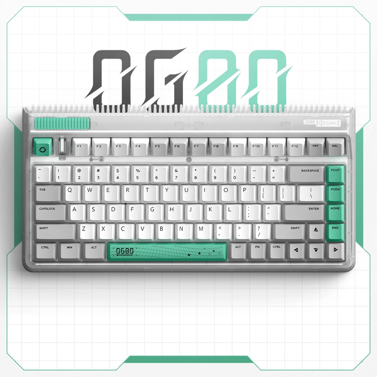 Iqunix og80 wormhole wireless mechanical keyboard (grijs, us lay-out (qwerty), cherry mx red, 80% (tkl), rgb leds, hot-swappable, pbt, 2.4ghz | bluetooth 5.1 | usb-c)