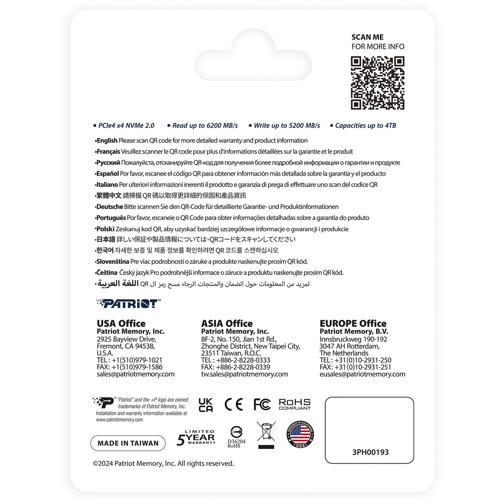 Patriot p400 v4 1 tb ssd (p400vp1tbm28h, pcie 4.0 x4, nvme 2.0, m.2 2280)