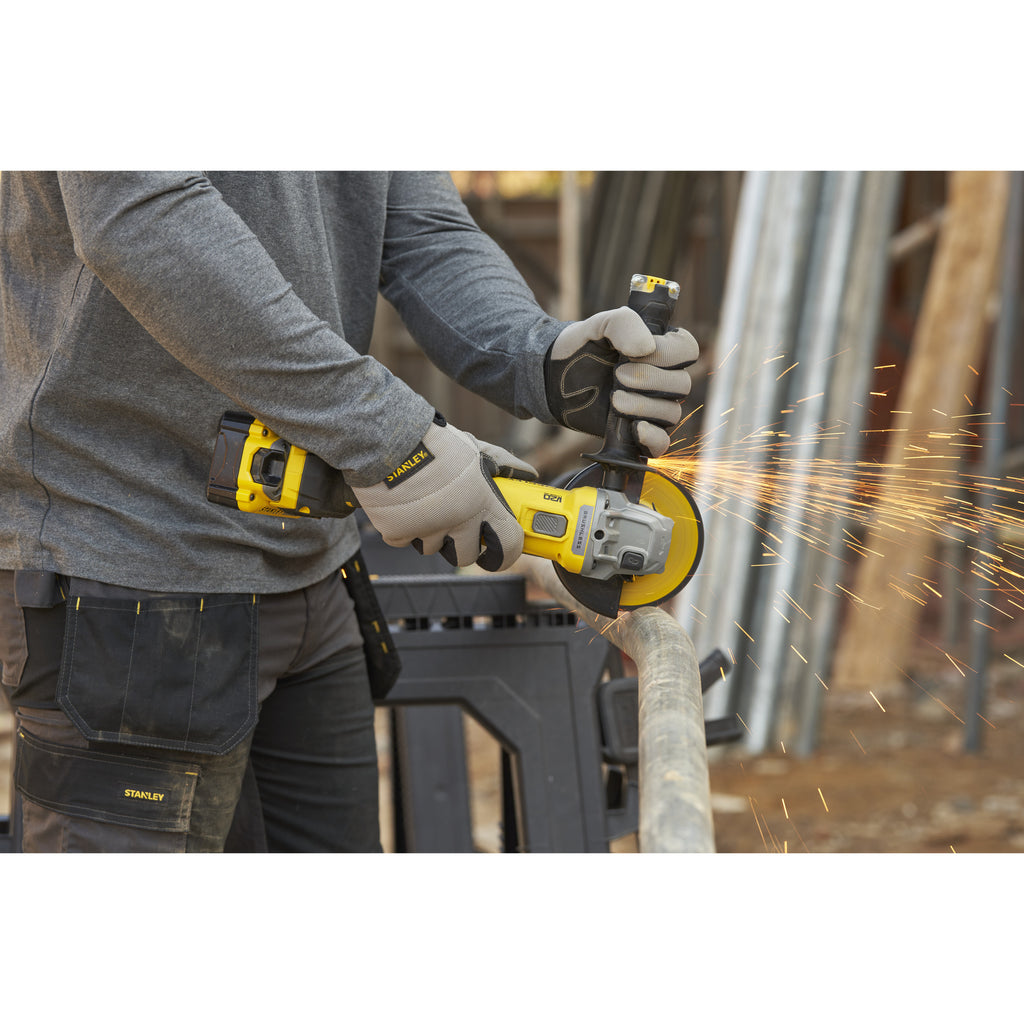 Stanley fatmax v20 18v haakse slijper 125mm (zwart geel, accu en oplader niet inbegrepen)