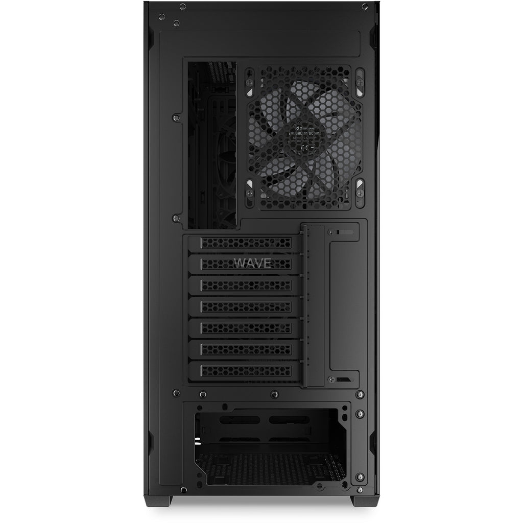Sharkoon ak4w rgb strip midi tower behuizing (zwart | 2x usb-a | 1x usb-c | rgb | tempered glass)