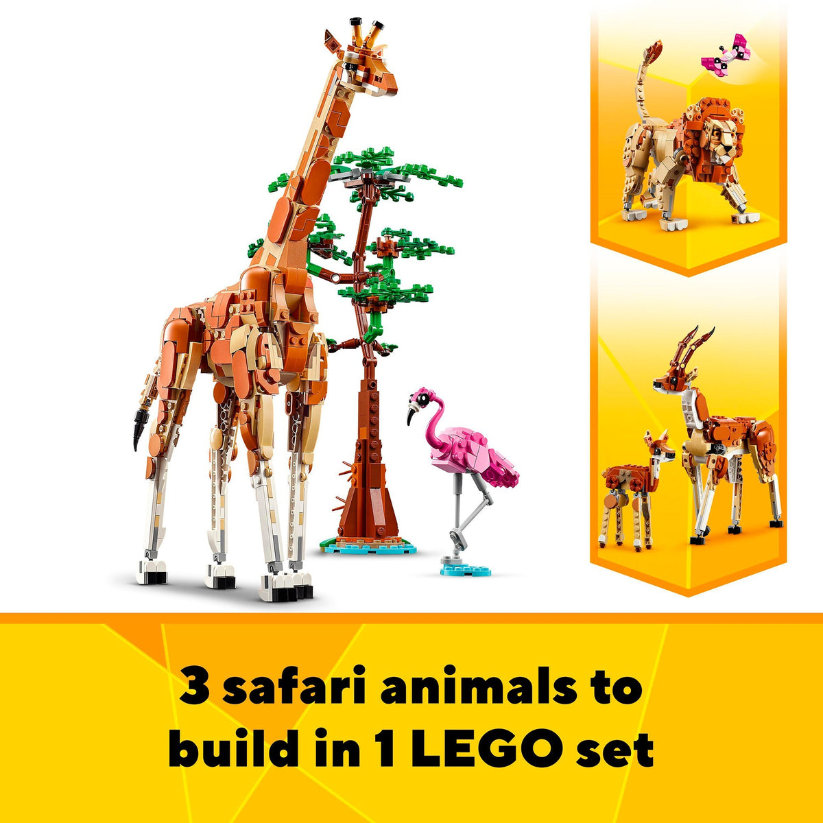 Lego creator 3in1 safaridieren speelgoed set met giraffe, gazelles en leeuw 31150