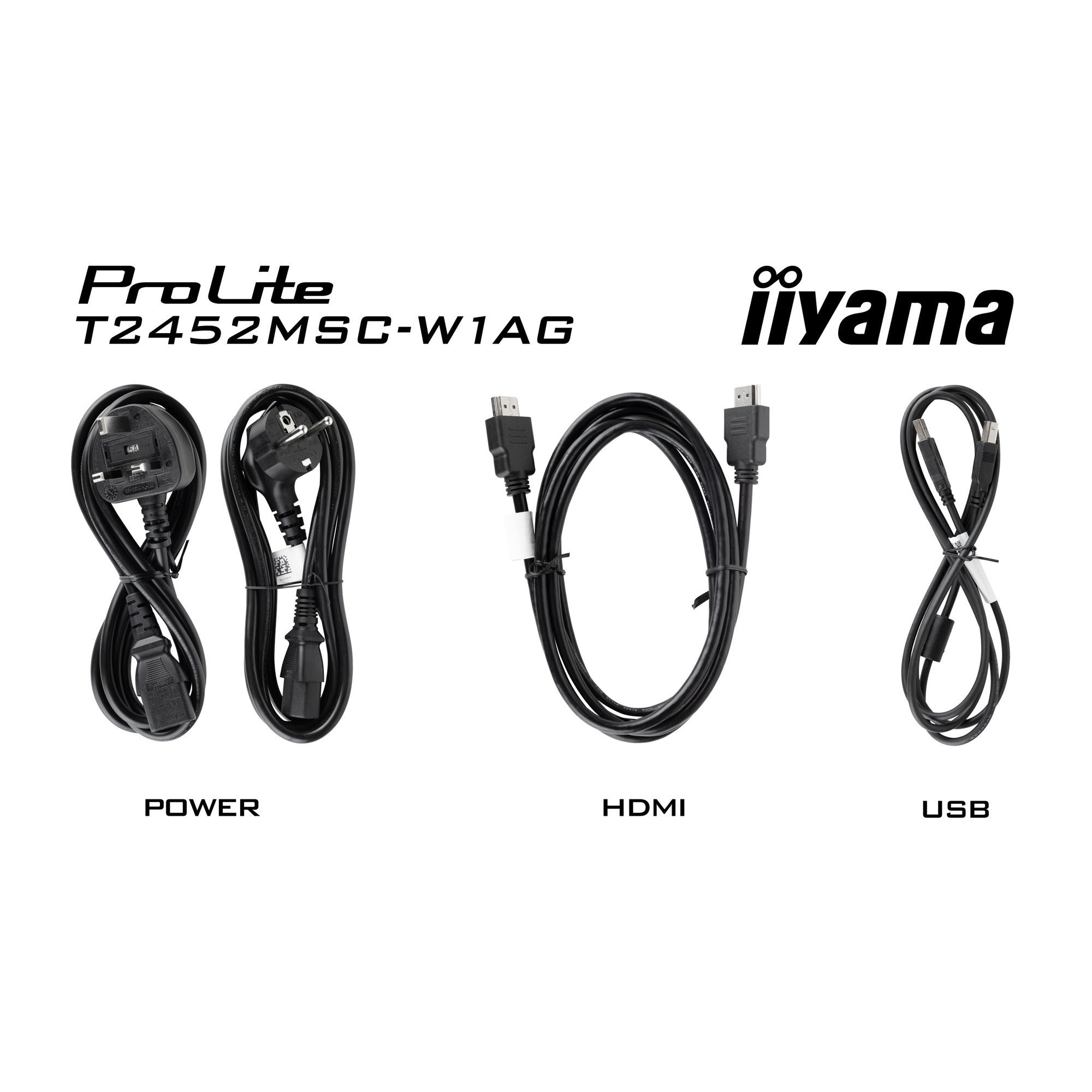 Iiyama prolite t2452msc-w1ag 24 touchscreen monitor (wit, 100 hz, touch, hdmi, displayport, usb, audio)