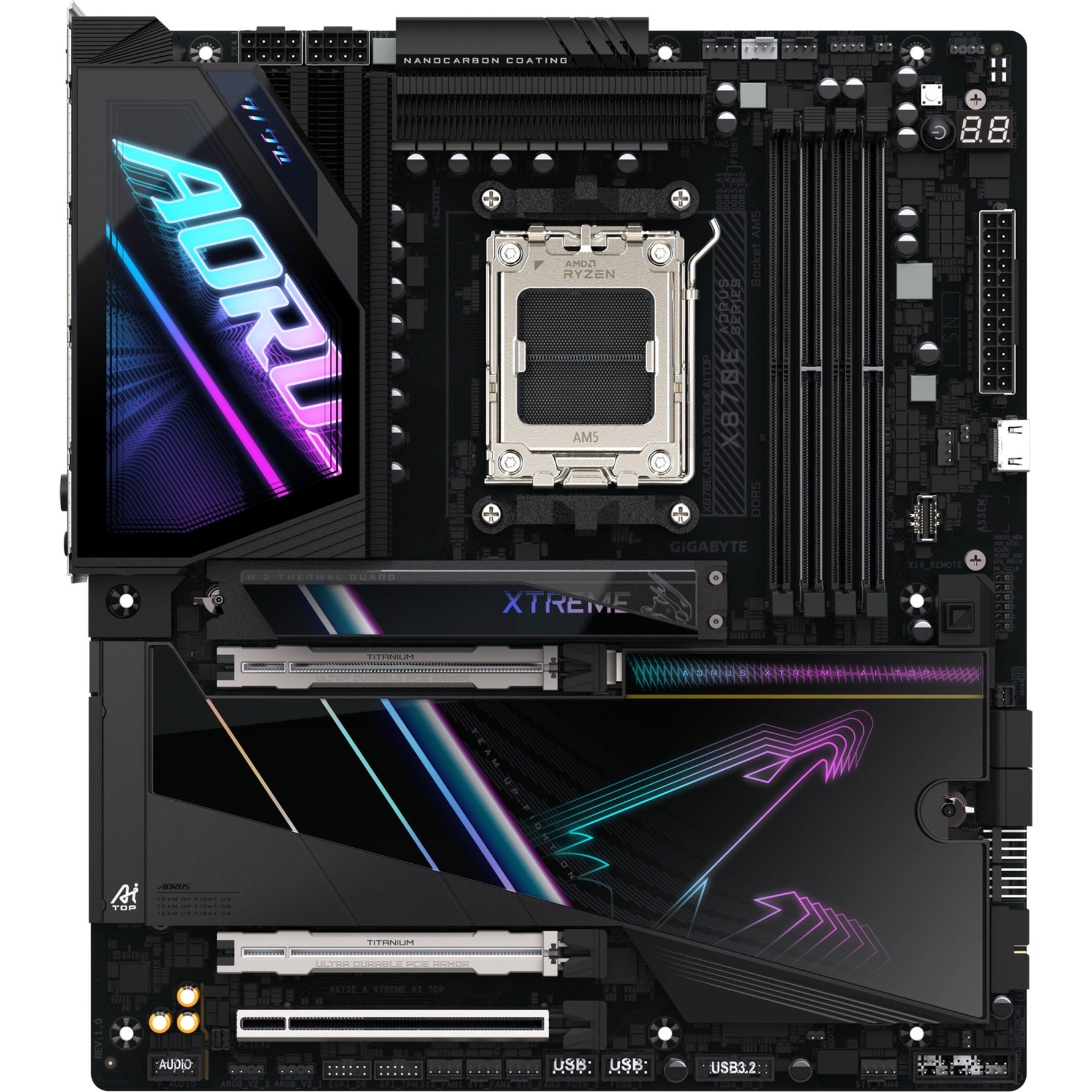 Gigabyte x870e a xtreme ai top socket am5 moederbord (zwart, raid, 2x 10 gb-lan, wlan, bt, sound, e-atx)