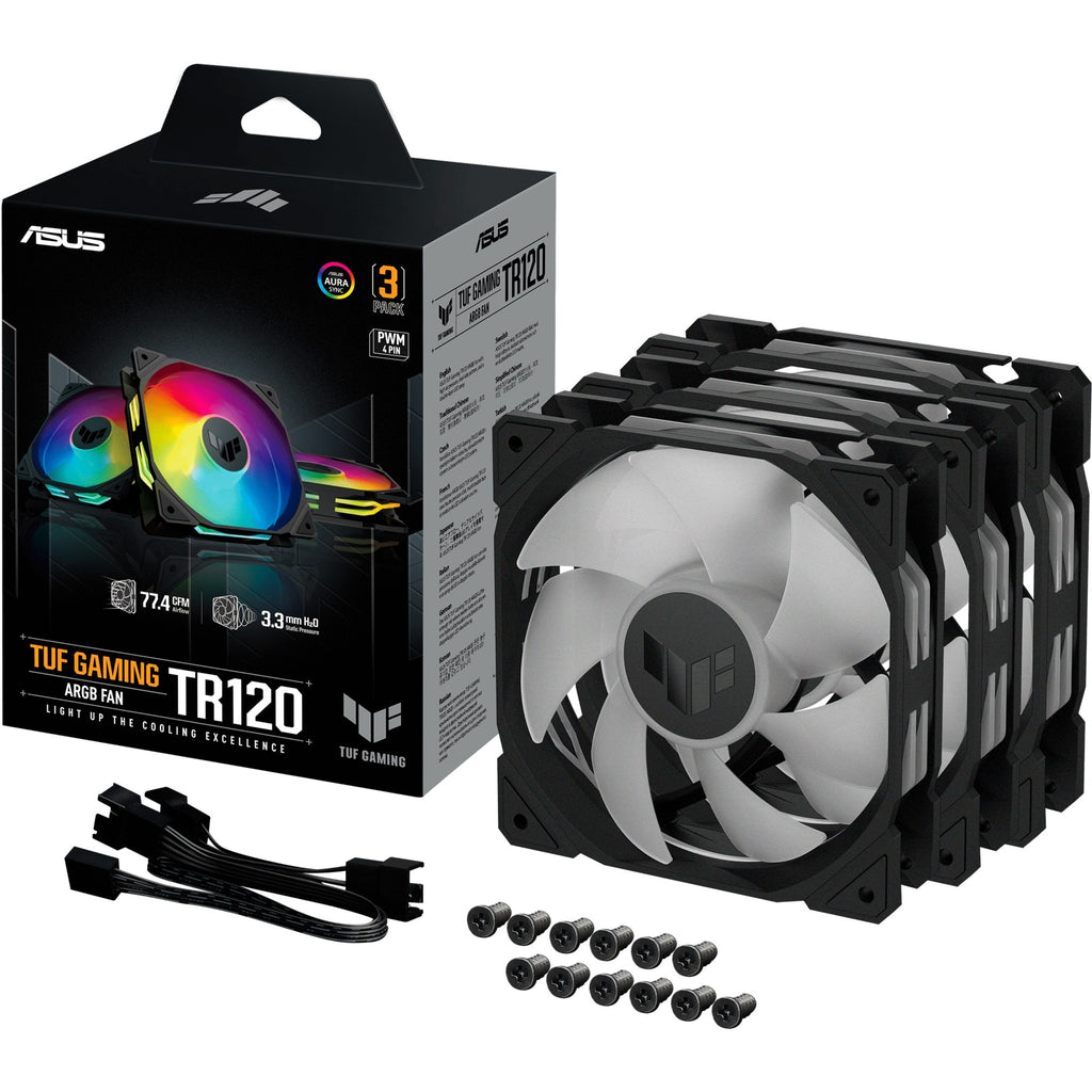 Asus tuf gaming tr120 argb case fans (zwart, 3 stuks, 120 x 120 x 25 mm)