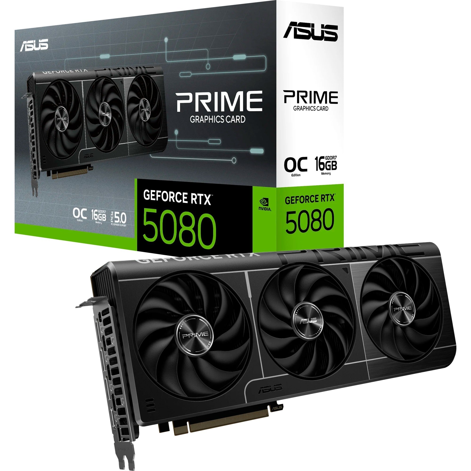 Asus prime geforce rtx 5080 oc grafische kaart (3x displayport, 1x hdmi)