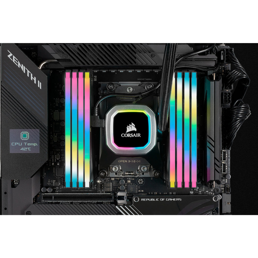 Corsair 64 gb ddr4-3200 (4x 16 gb) quad-kit werkgeheugen (cmh64gx4m4e3200c16, vengeance rgb pro sl, xmp)
