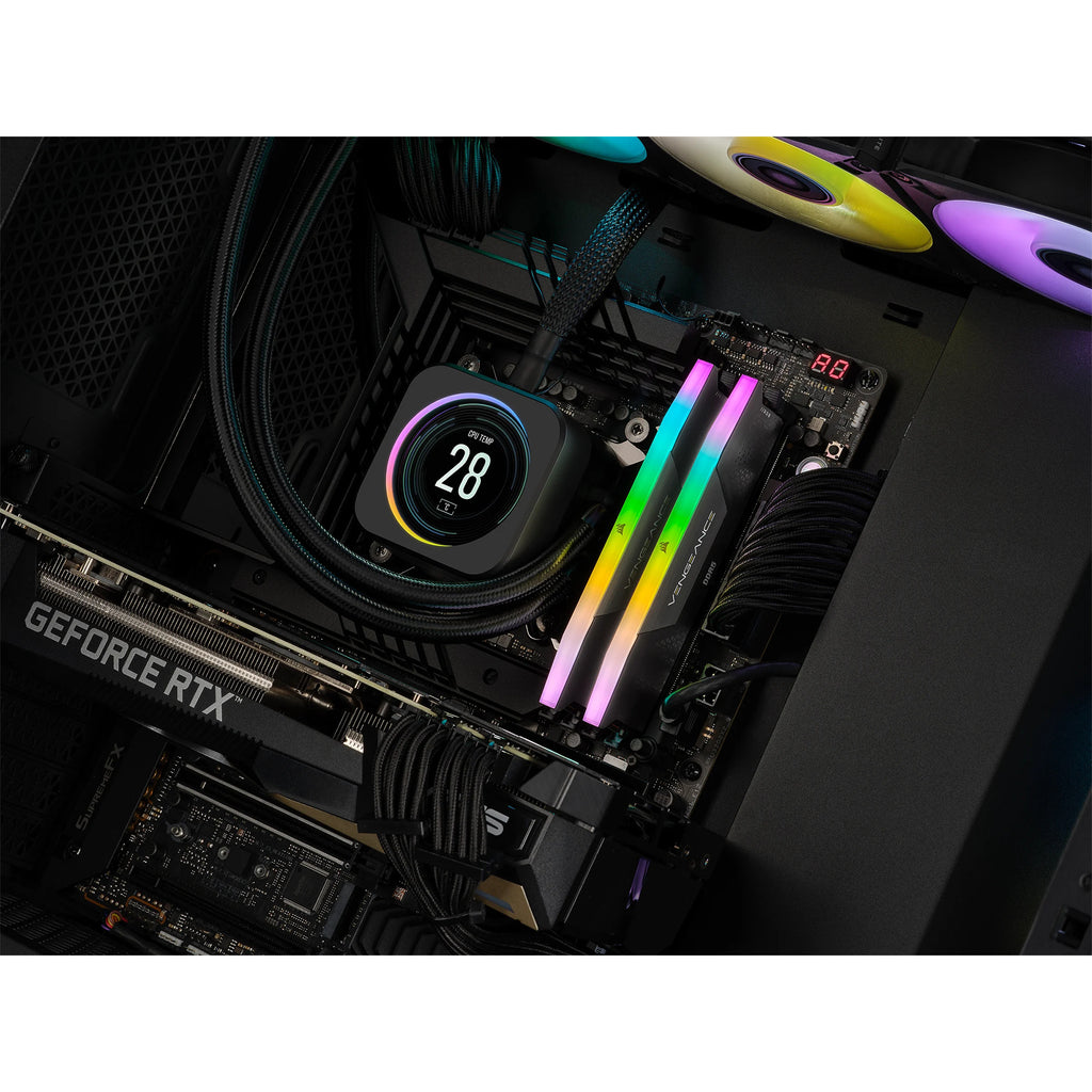Corsair vengeance rgb 32 gb ddr5-6000 (2x 16 gb) werkgeheugen (zwart, cmh32gx5m2b6000c38, xmp 3.0)
