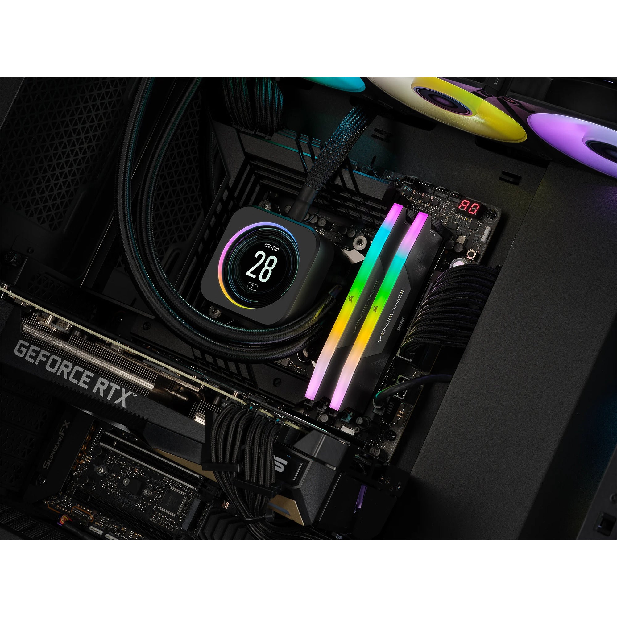 Corsair vengeance rgb 32 gb ddr5-6000 (2x 16 gb) werkgeheugen (zwart, cmh32gx5m2b6000c38, xmp 3.0)