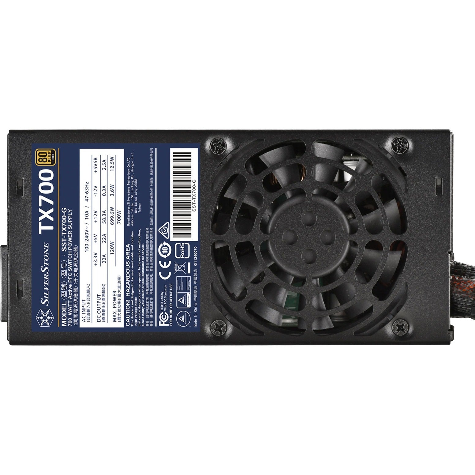 Silverstone sst-tx700-g 700 watt voeding (zwart, 4x pcie)