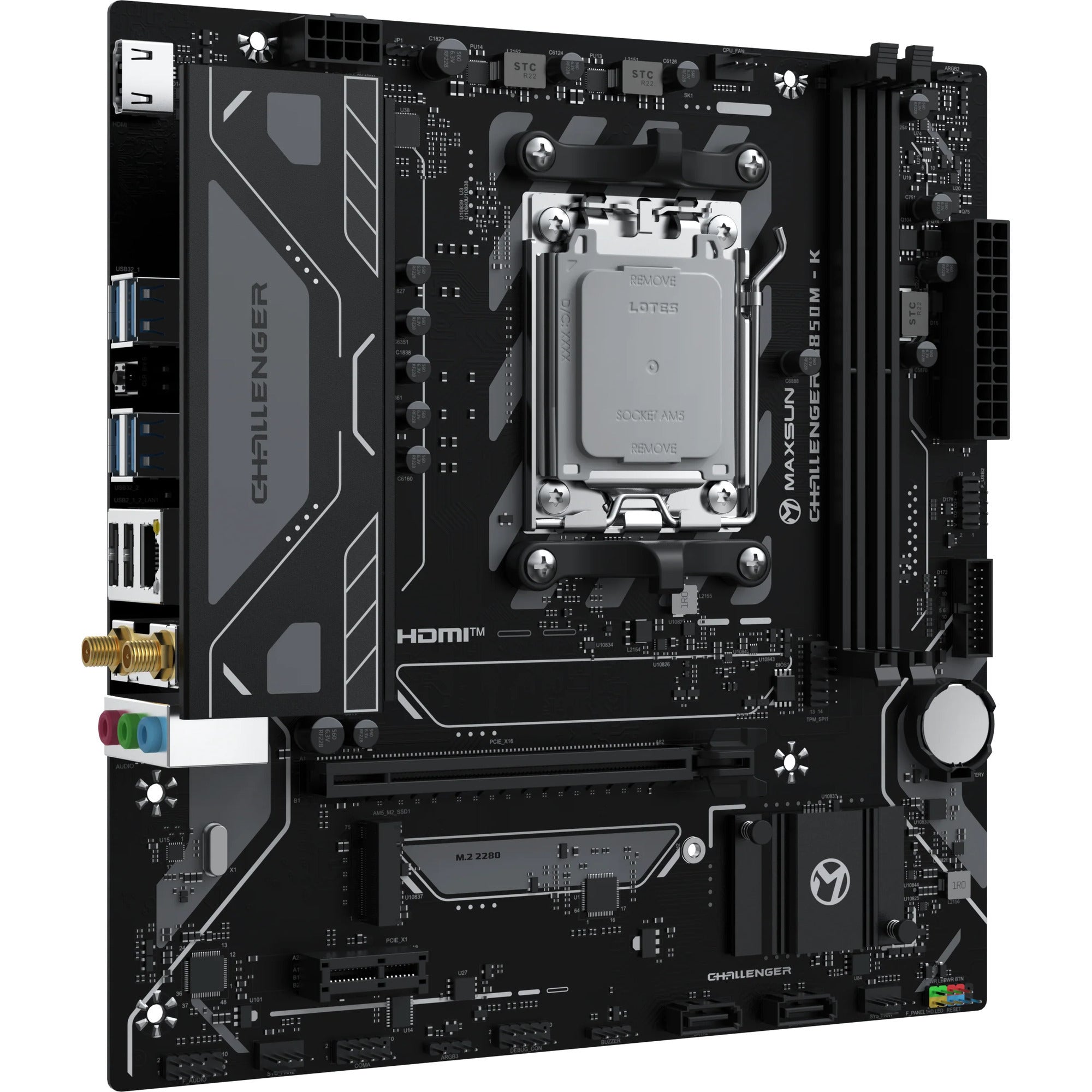 Maxsun ms-challenger b850m-k wifi socket am5 moederbord (zwart, raid, gb-lan, wlan, bt, sound, µatx)