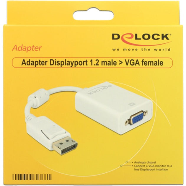Delock displayport 1.2 > vga adapter (wit, 0,22 meter)