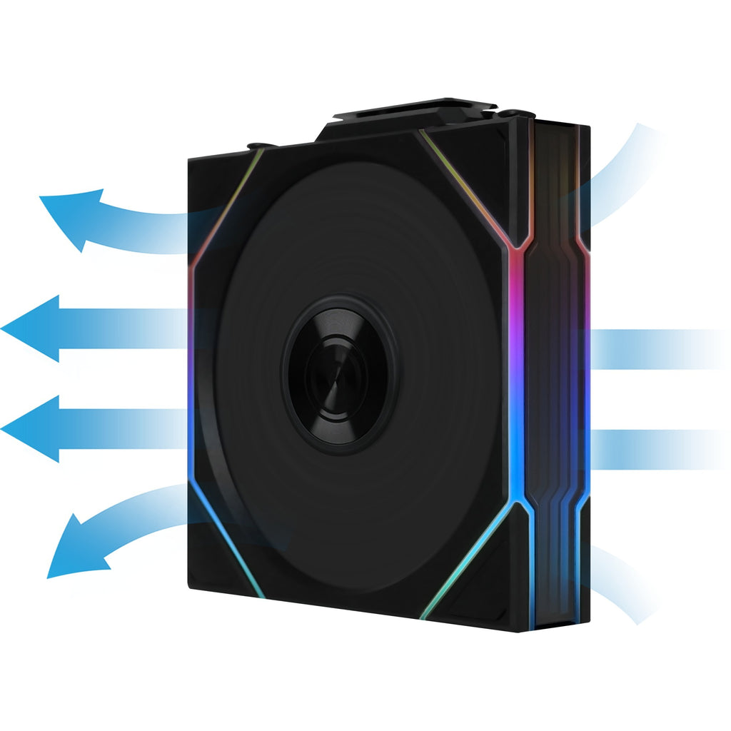 Lian li uni fan tl 120 wireless reverse blade rgb case fans (zwart, 3 stuks, 120 x 124 x 28 mm, pwm, incl. controller)