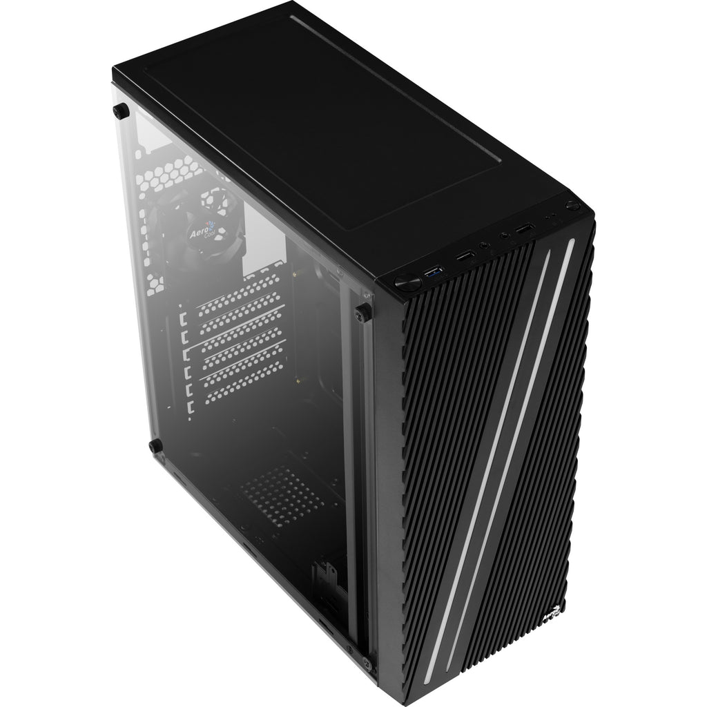 Aerocool streak midi tower behuizing (zwart | 3x usb-a | rgb | window)