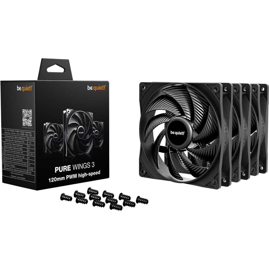 Be quiet! pure wings 3 high-speed case fans (zwart, 3 stuks, 120 x 120 x 25 mm, pwm)