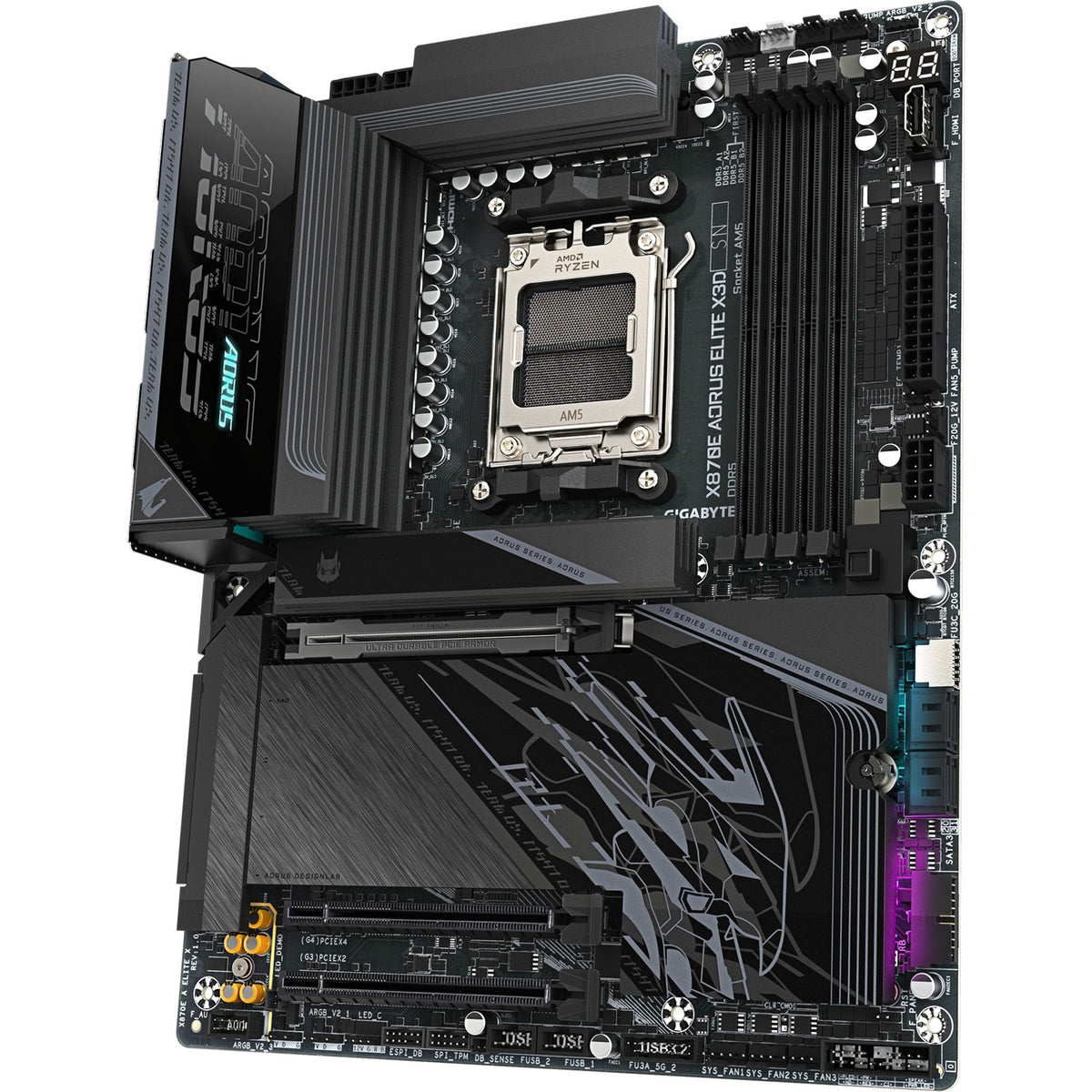 Gigabyte x870e aorus elite x3d socket am5 moederbord (zwart, raid, 5gb-lan, wi-fi 7, bt, sound, atx)