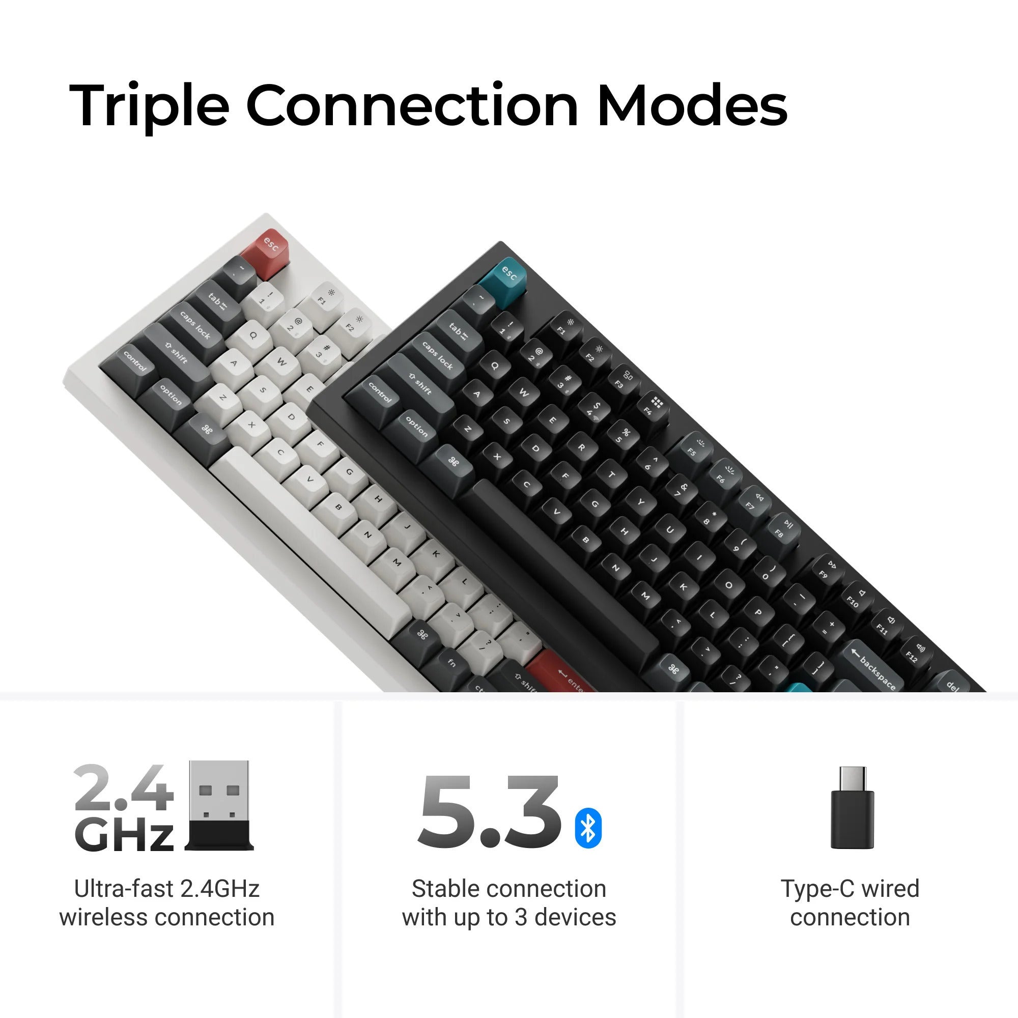 Keychron q5 ultra-m3 8k wireless custom mechanical keyboard (wit, us lay-out (qwerty), silk pom brown, 96%, rgb, hot swap, 8k, 2.4 ghz | bluetooth 5.2 | usb-c)