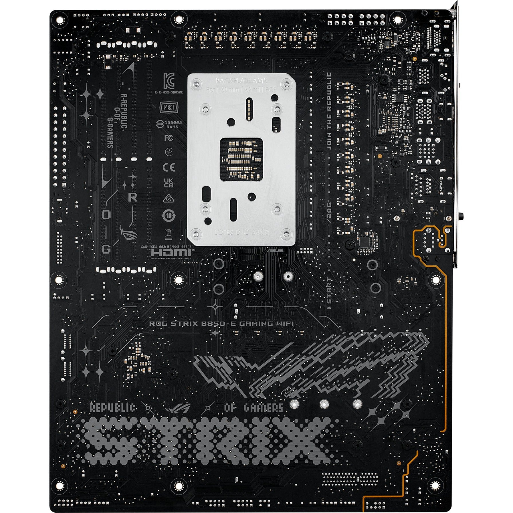 Asus rog strix b850-e gaming wifi socket am5 moederbord (zwart, raid, 5gb-lan, wi-fi 7, bt, sound, atx)