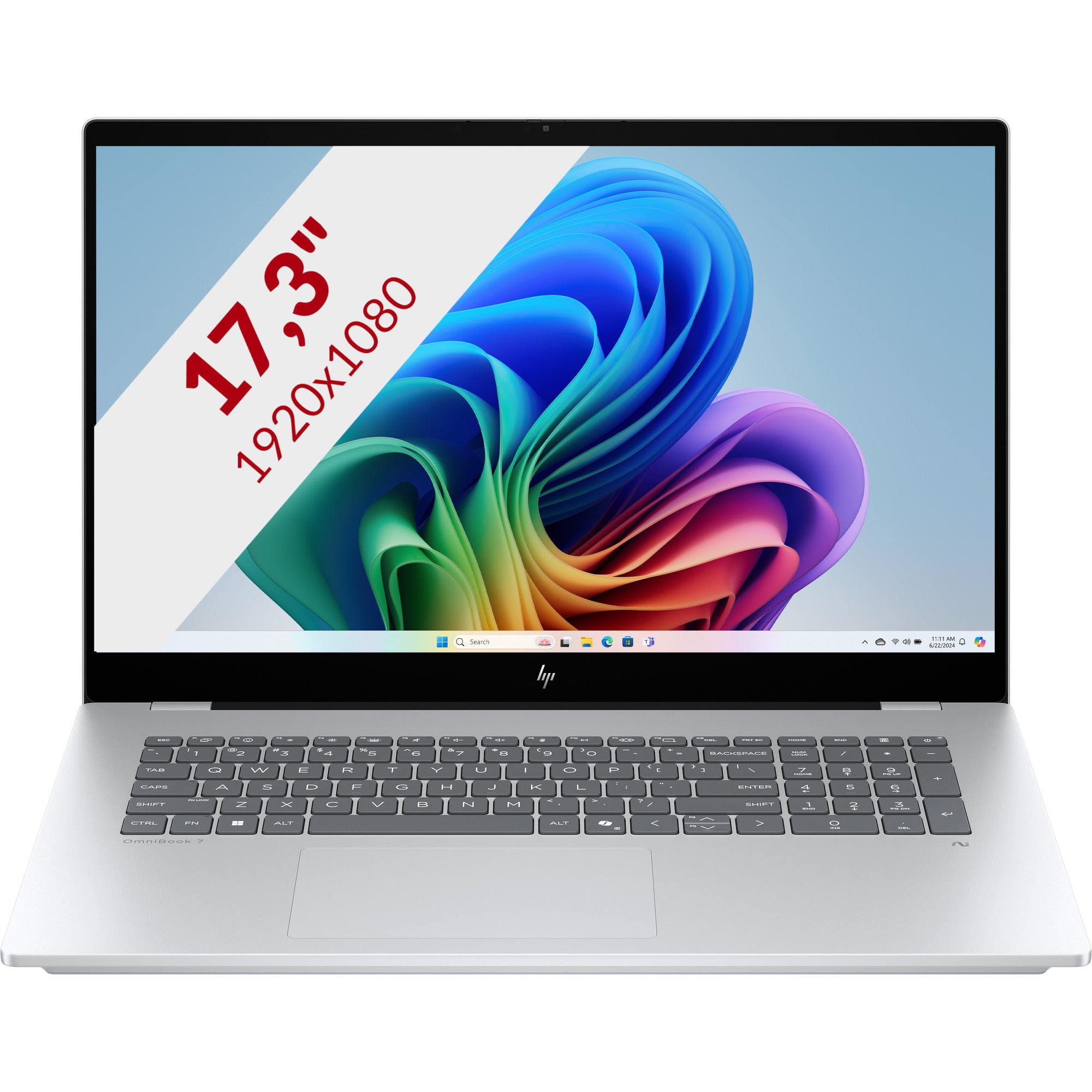 Hp omnibook 7 ngai 17-dc0070nd 17.3 copilot+ laptop (zilver | core ultra 7 256v | intel arc 140v | 16 gb | 1 tb ssd | touch)