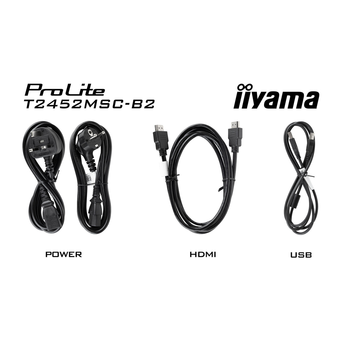 Iiyama prolite t2452msc-b2 24 touchscreen monitor (zwart, 1x displayport, 1x hdmi, 2x usb-a, 120 hz)