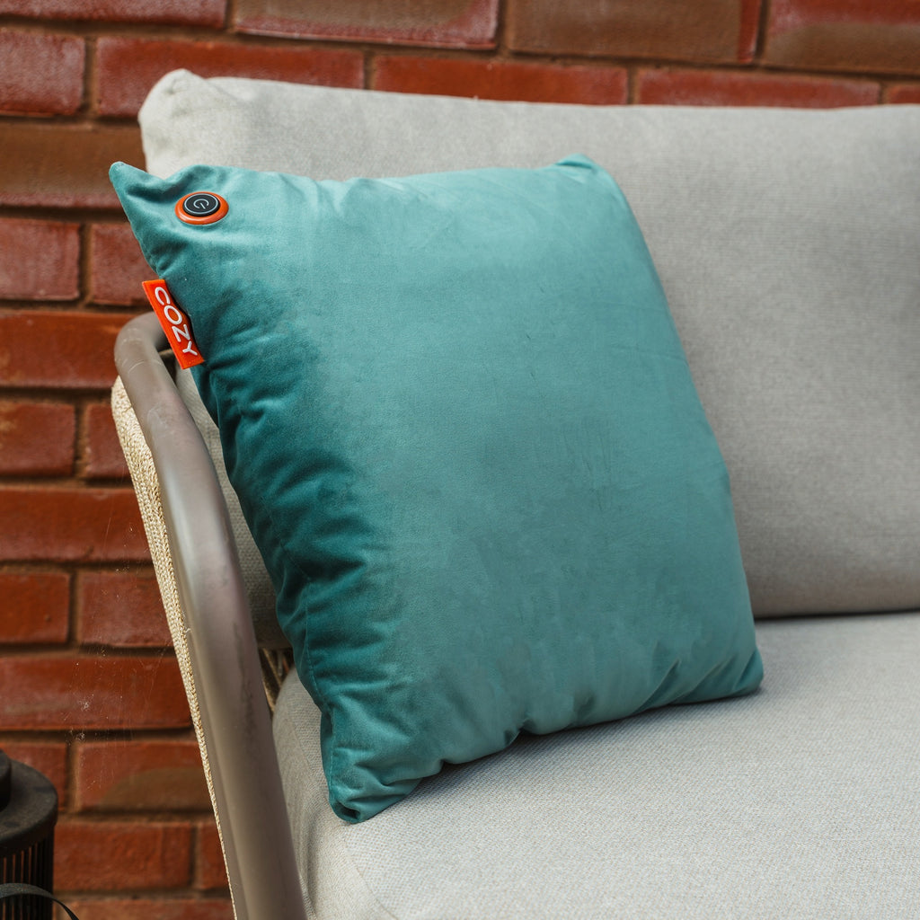 Cozy una velvet 45 x 45 cm draadloos warmtekussen (blauwgroen, powerbank 5000 mah)