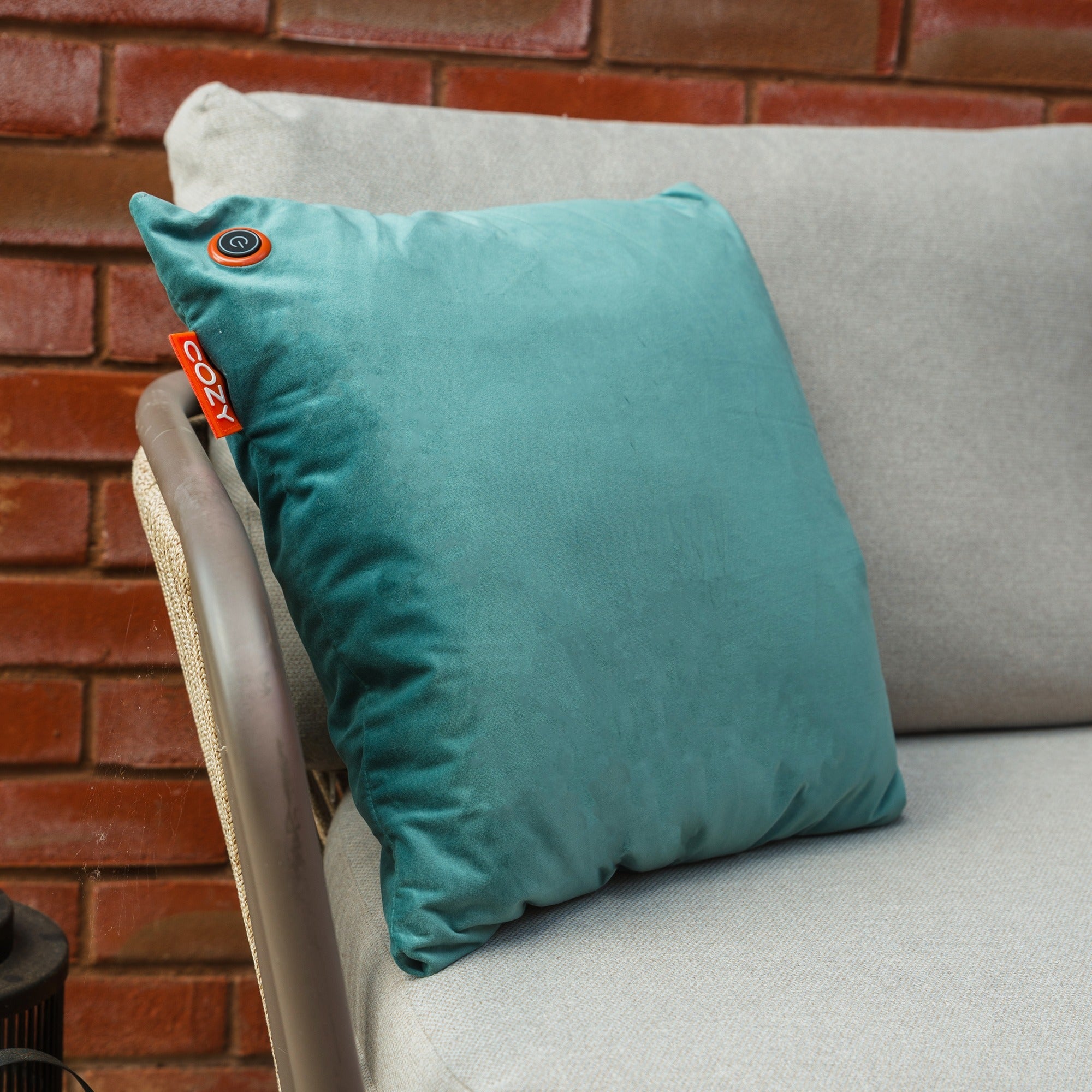 Cozy una velvet 45 x 45 cm draadloos warmtekussen (blauwgroen, powerbank 5000 mah)