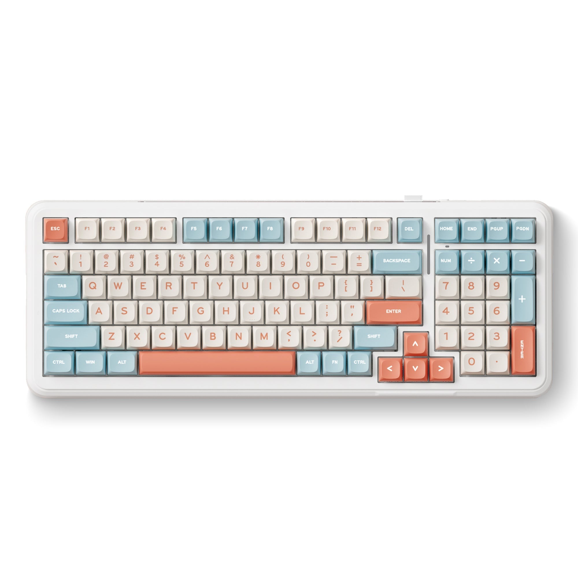 Mchose k99 horizon orange hyacinth wireless gasket mount mechanical rgb toetsenbord (wit, us lay-out (qwerty), ktt hyacinth, rgb, hot swap, double-shot pbt, draadloos | bluetooth | usb-c)