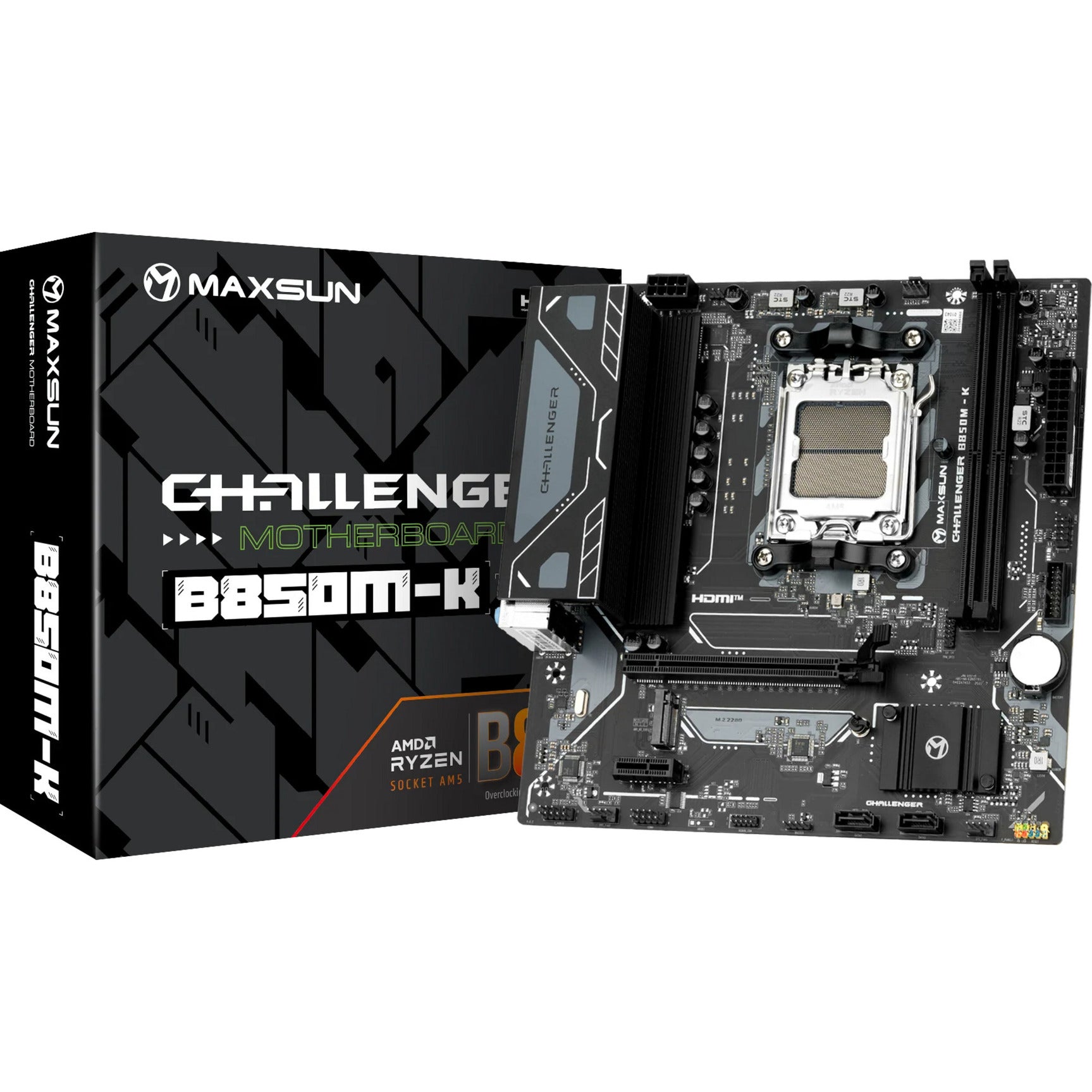 Maxsun ms-challenger b850m-k socket am5 moederbord (zwart, raid, gb-lan, sound, µatx)