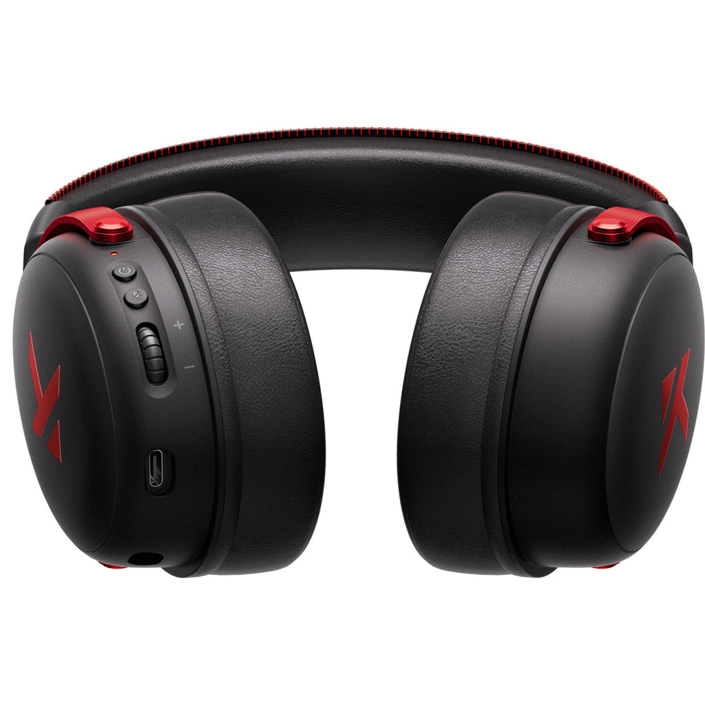 Mchose v9 pro wireless over-ear gaming headset (zwart rood, pc laptop playstation switch smartphone, 2.4g bluetooth wired type-c)