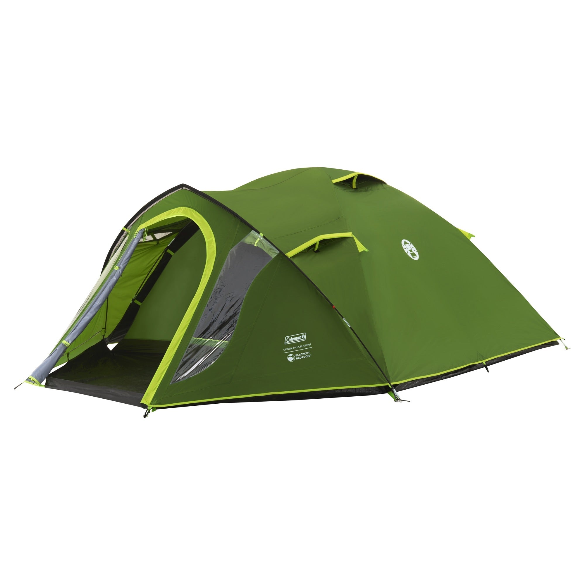 Coleman darwin 4 plus koepeltent (donkergroen lichtgroen, met voorbouw, model 2025)