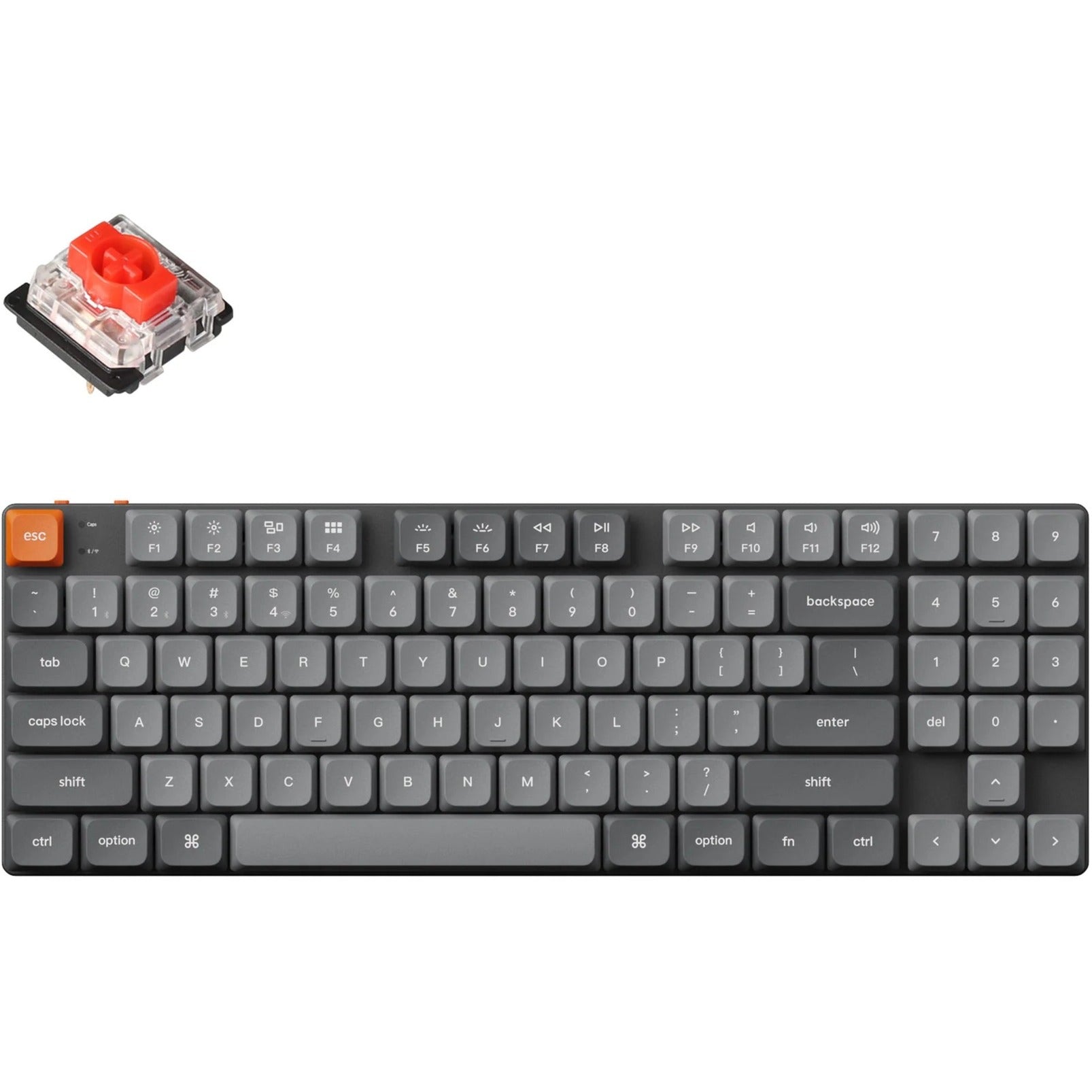 Keychron k13 max-h1, toetsenbord (zwart, us lay-out, gateron low profile 2.0 mechanical red, 80%, rgb leds, low-profile double-shot pbt, hot swap, 2.4ghz | bluetooth 5.1 | usb-c)