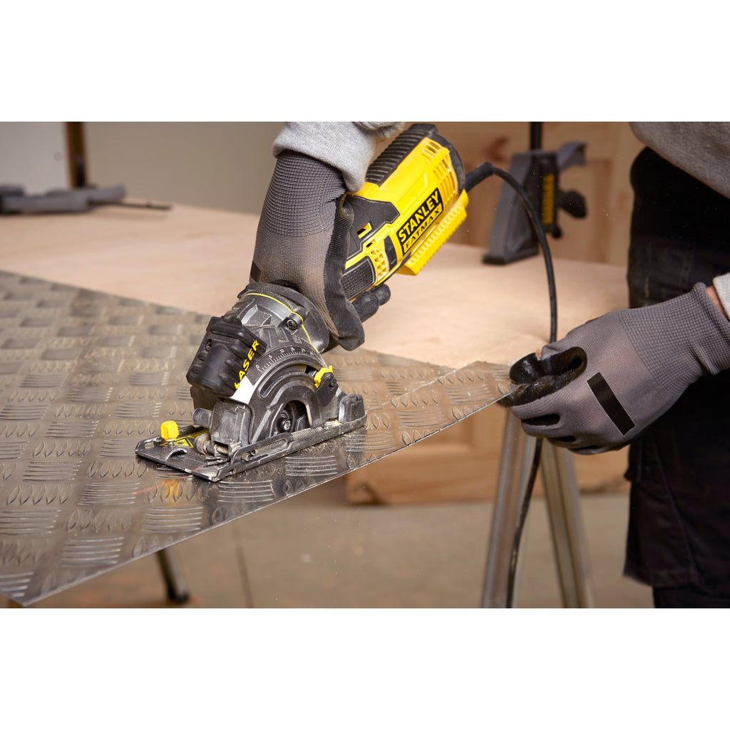 Stanley fatmax 650w multimateriaalzaag handcirkelzaag (geel zwart, met koffer)